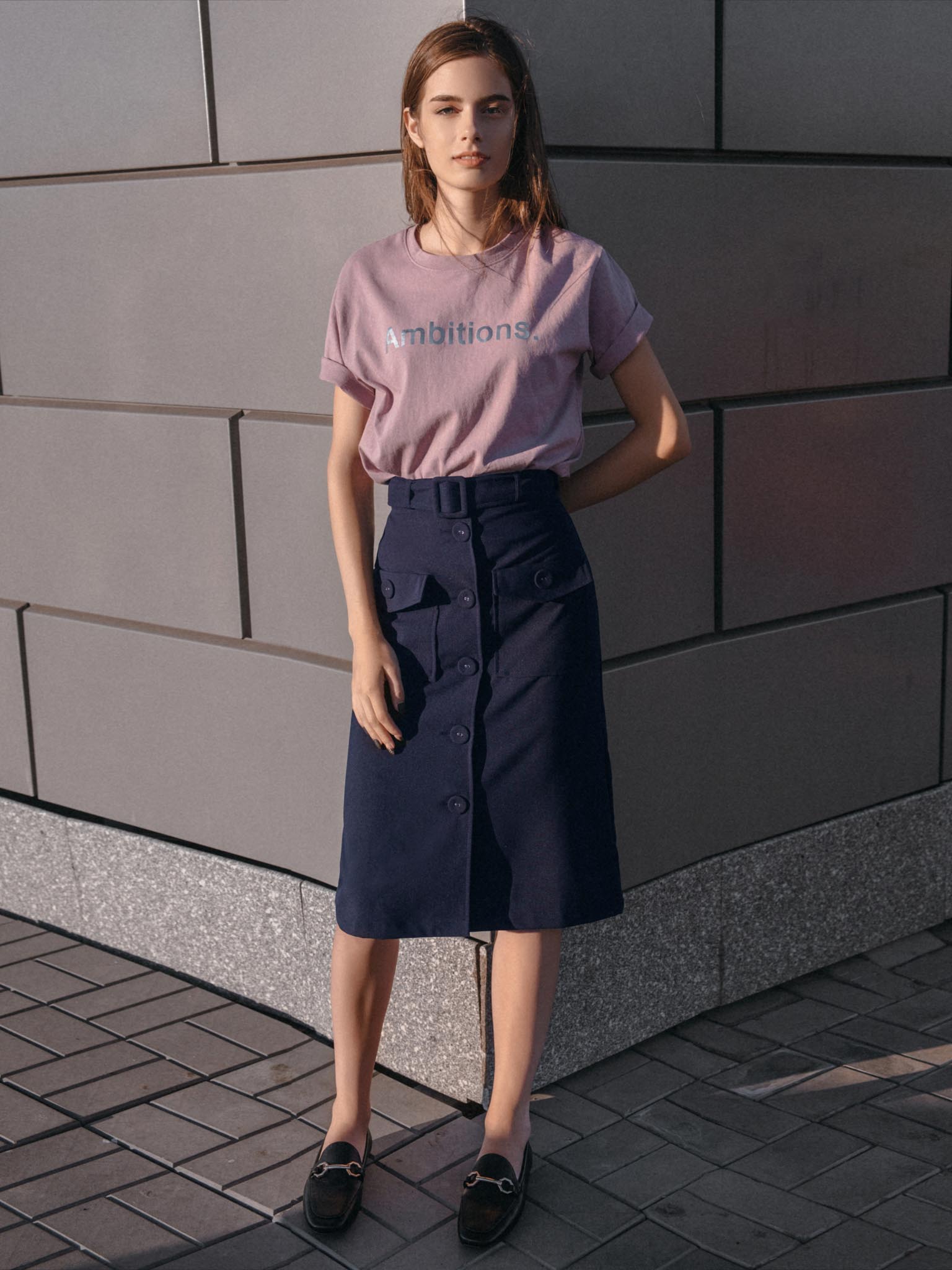 LICHI - Online fashion store :: Midi skirt with matching belt