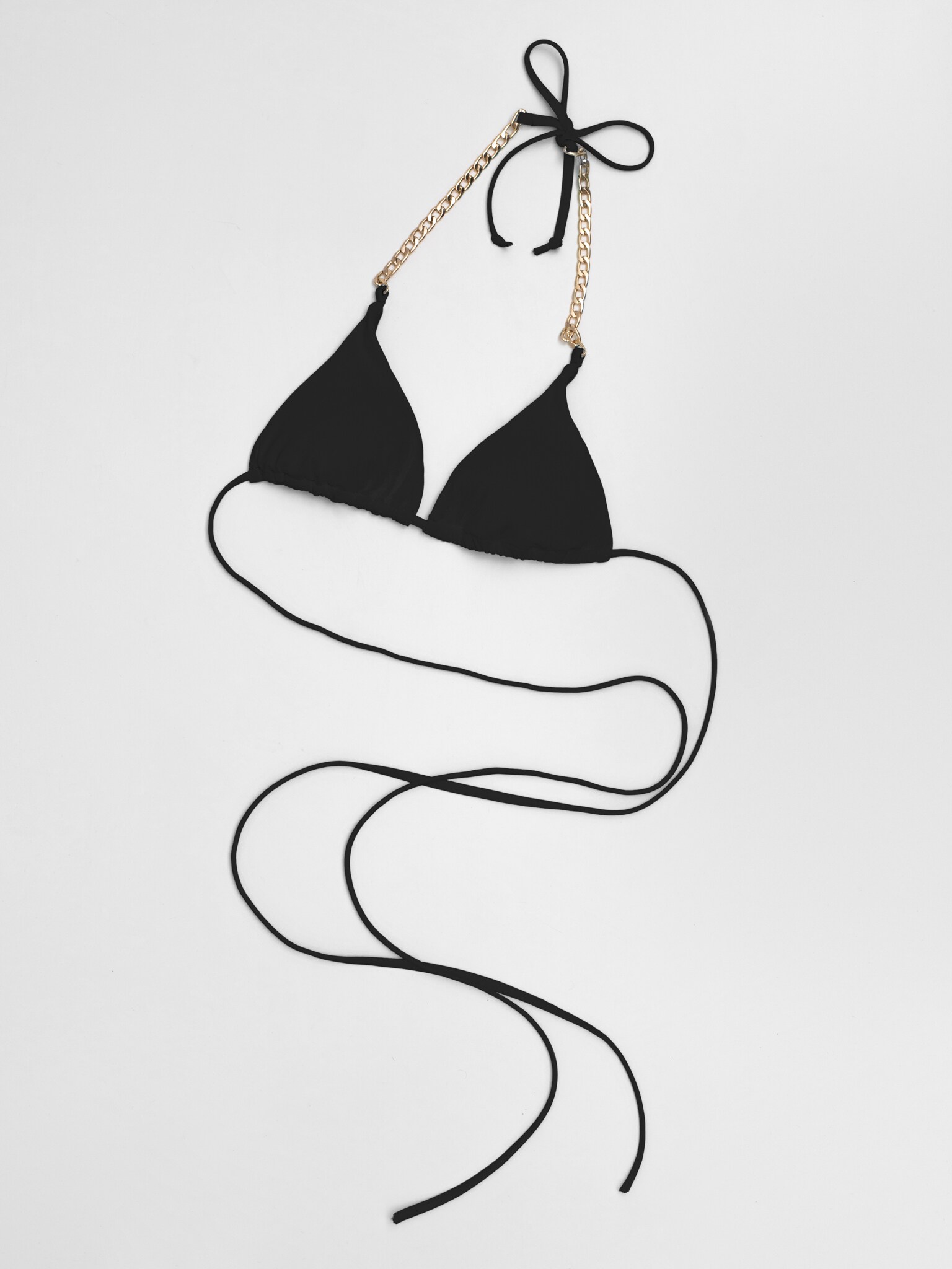 Chain-detailed tie-strap bikini top