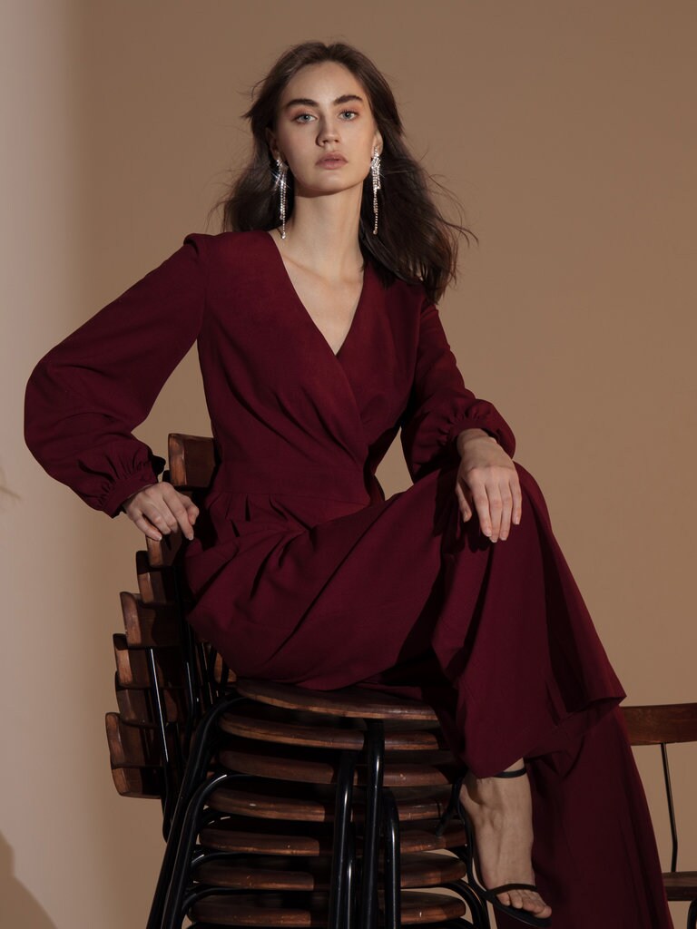 pleated trouser jumpsuit