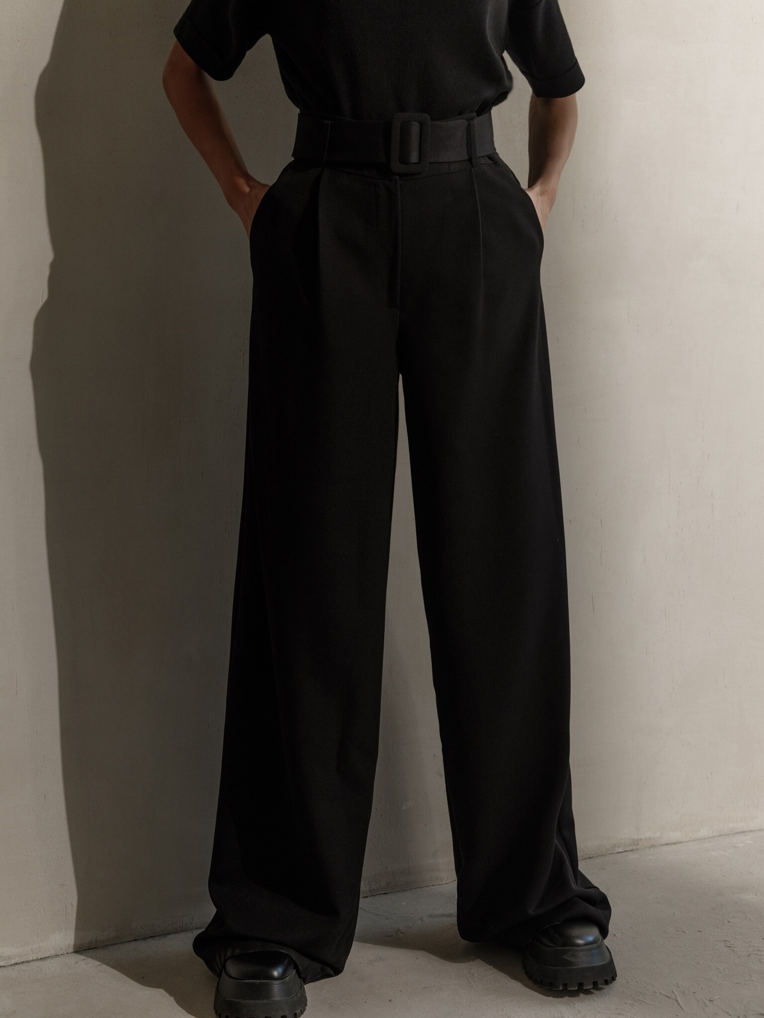 Belted palazzo pants :: LICHI - Online fashion store