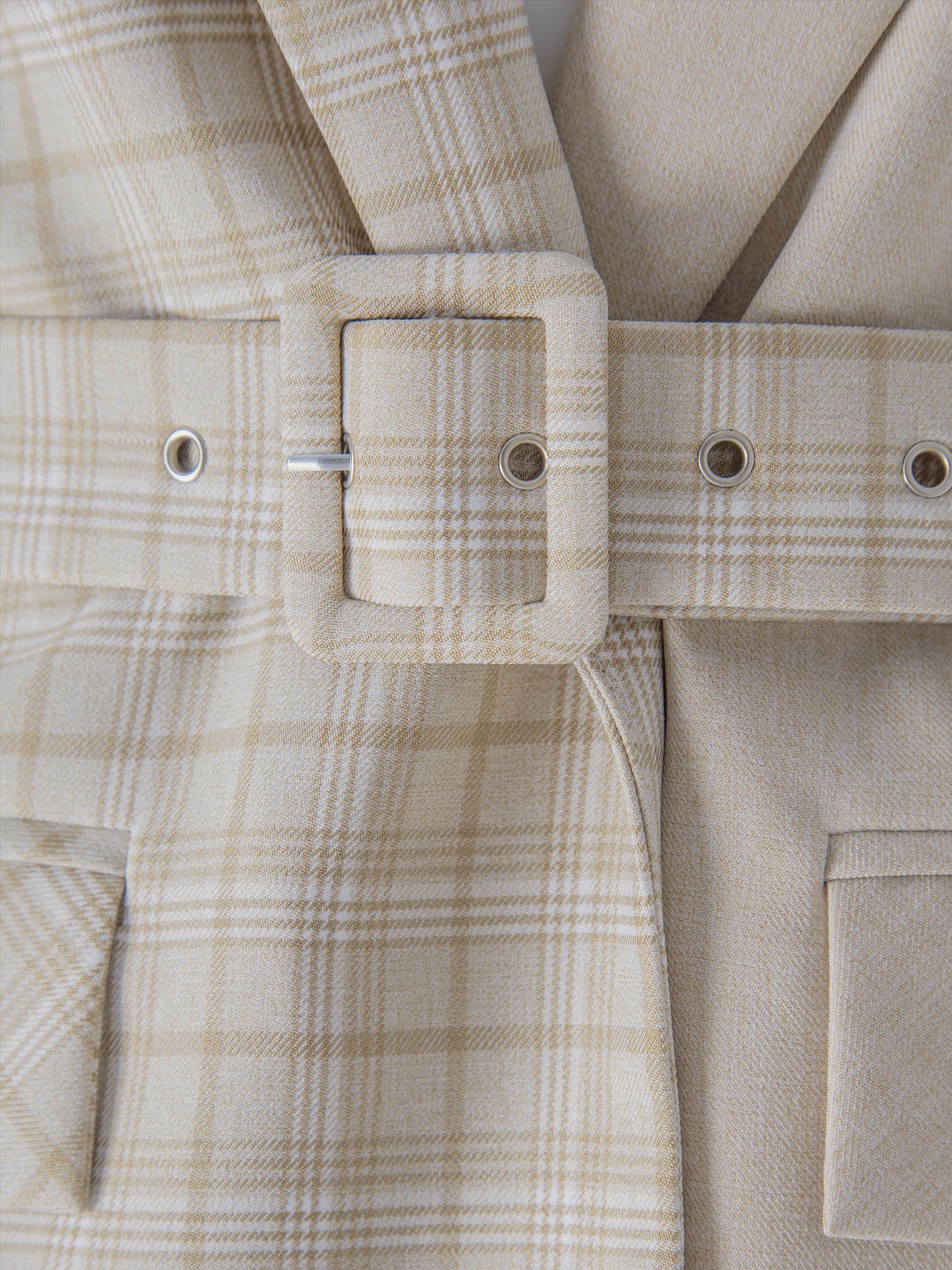 Two-tone plaid belted blazer :: LICHI - Online fashion store
