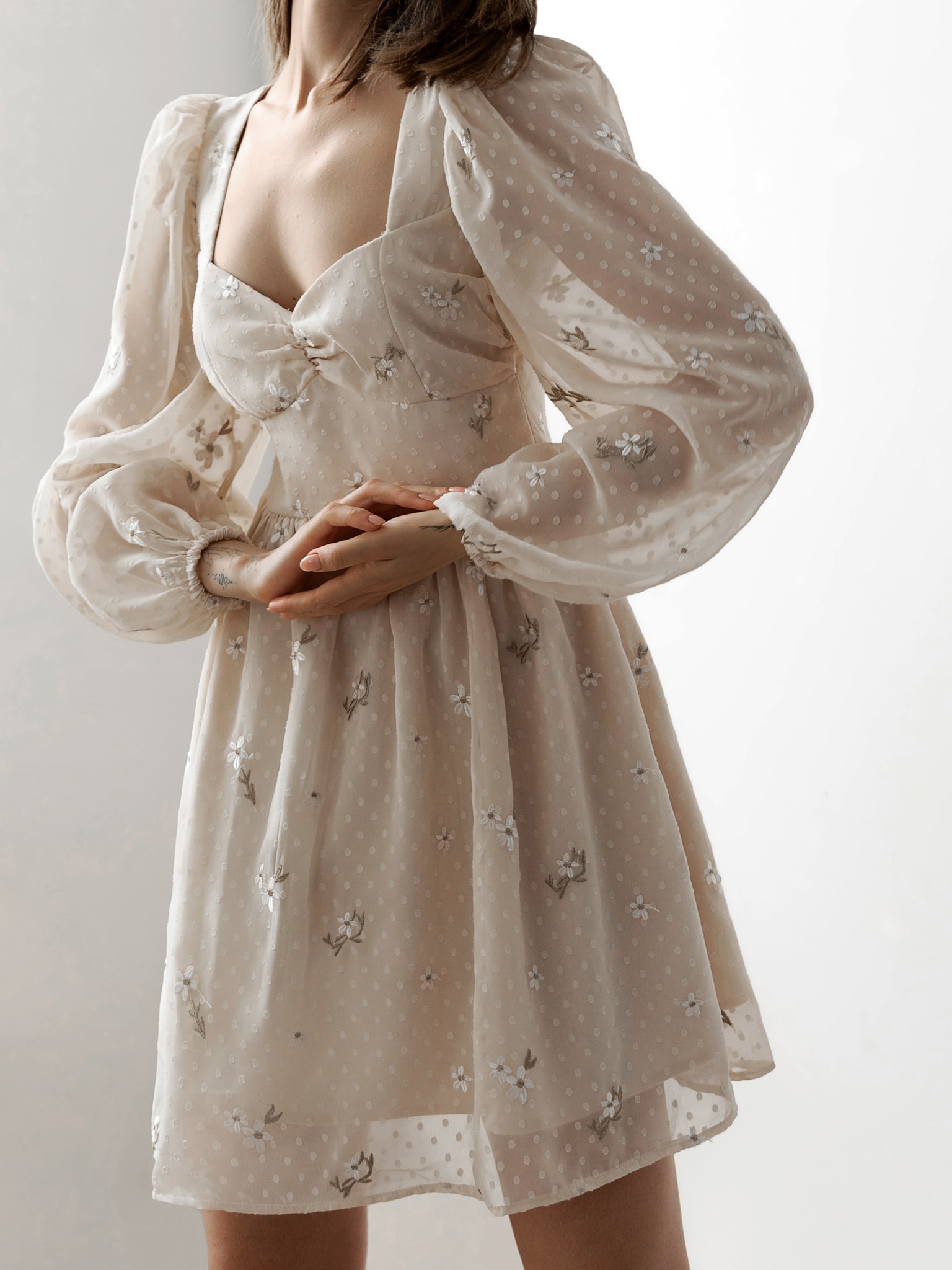 embroidered dress with sleeves