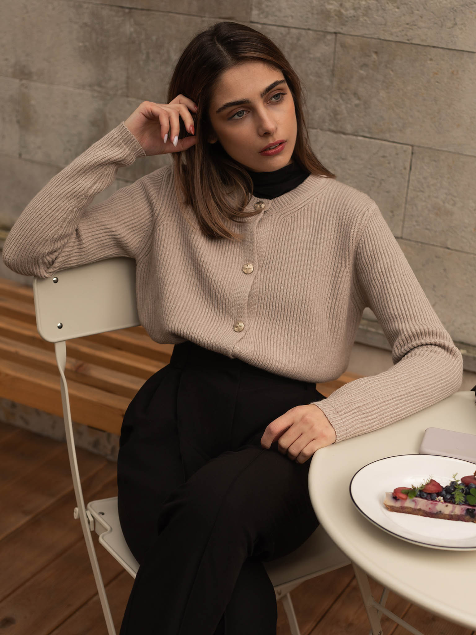 ribbed buttoned sweater