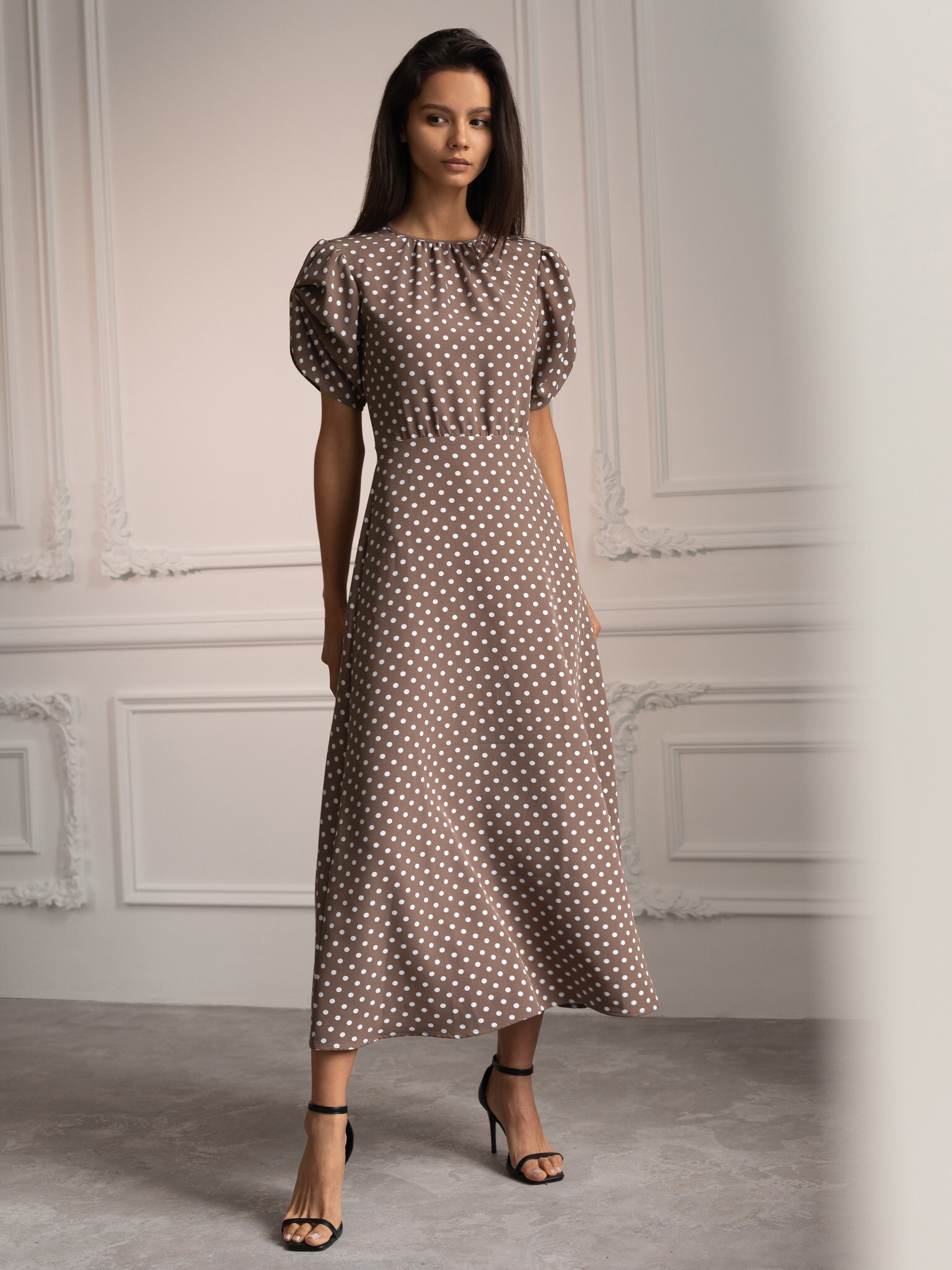 polka dot midi dress