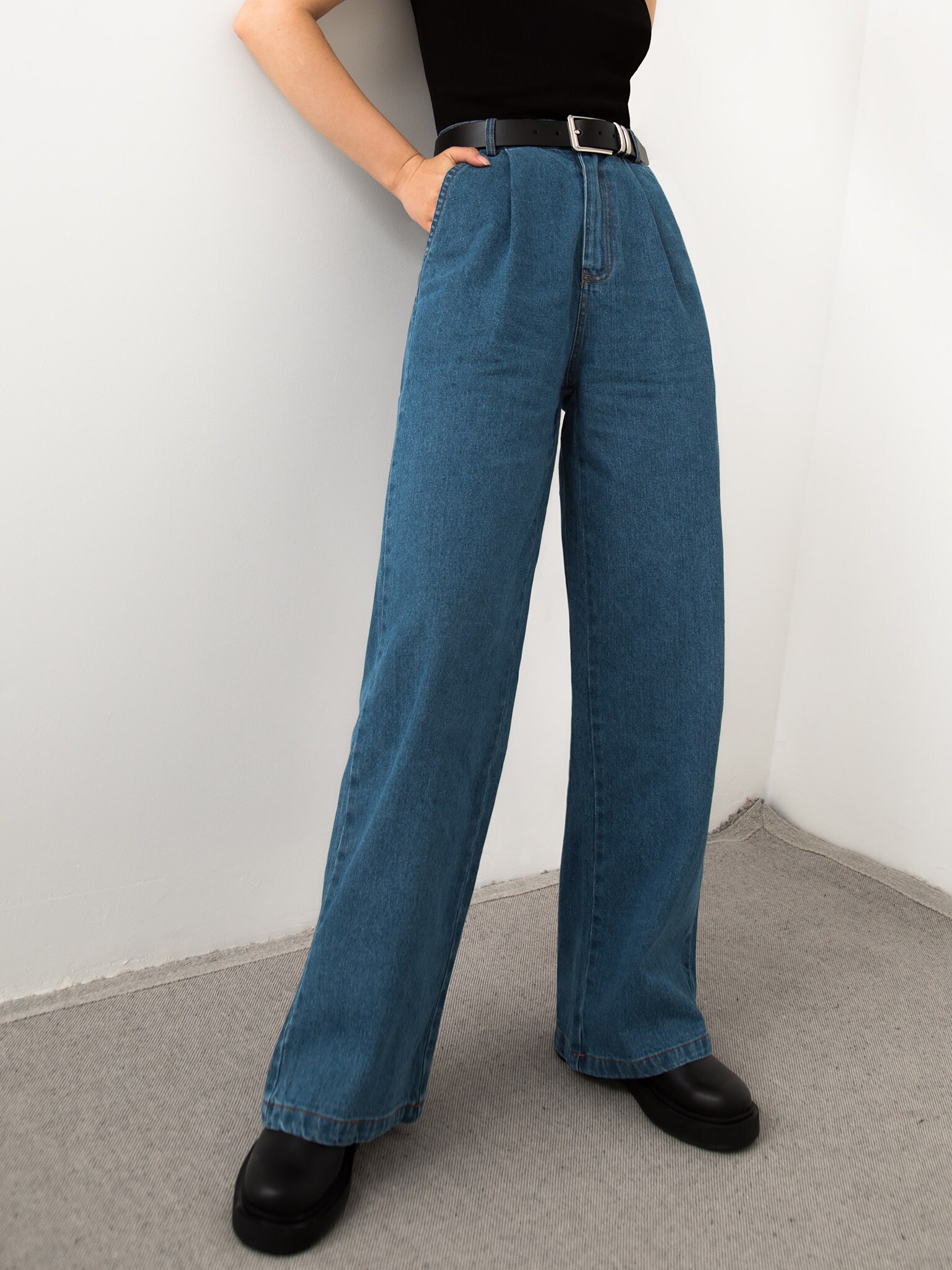 high rise wide leg jeans