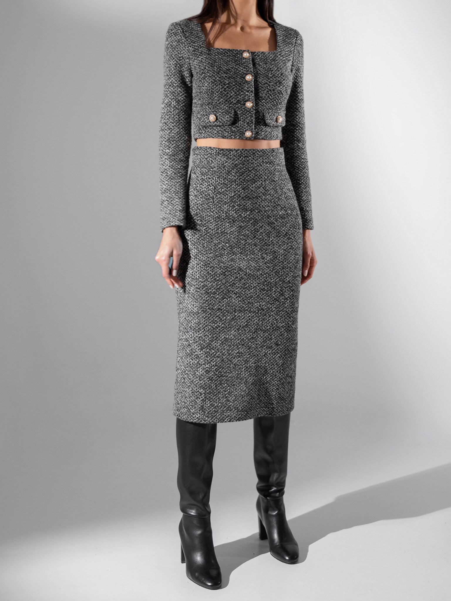 Wool-blend midi skirt :: LICHI - Online fashion store