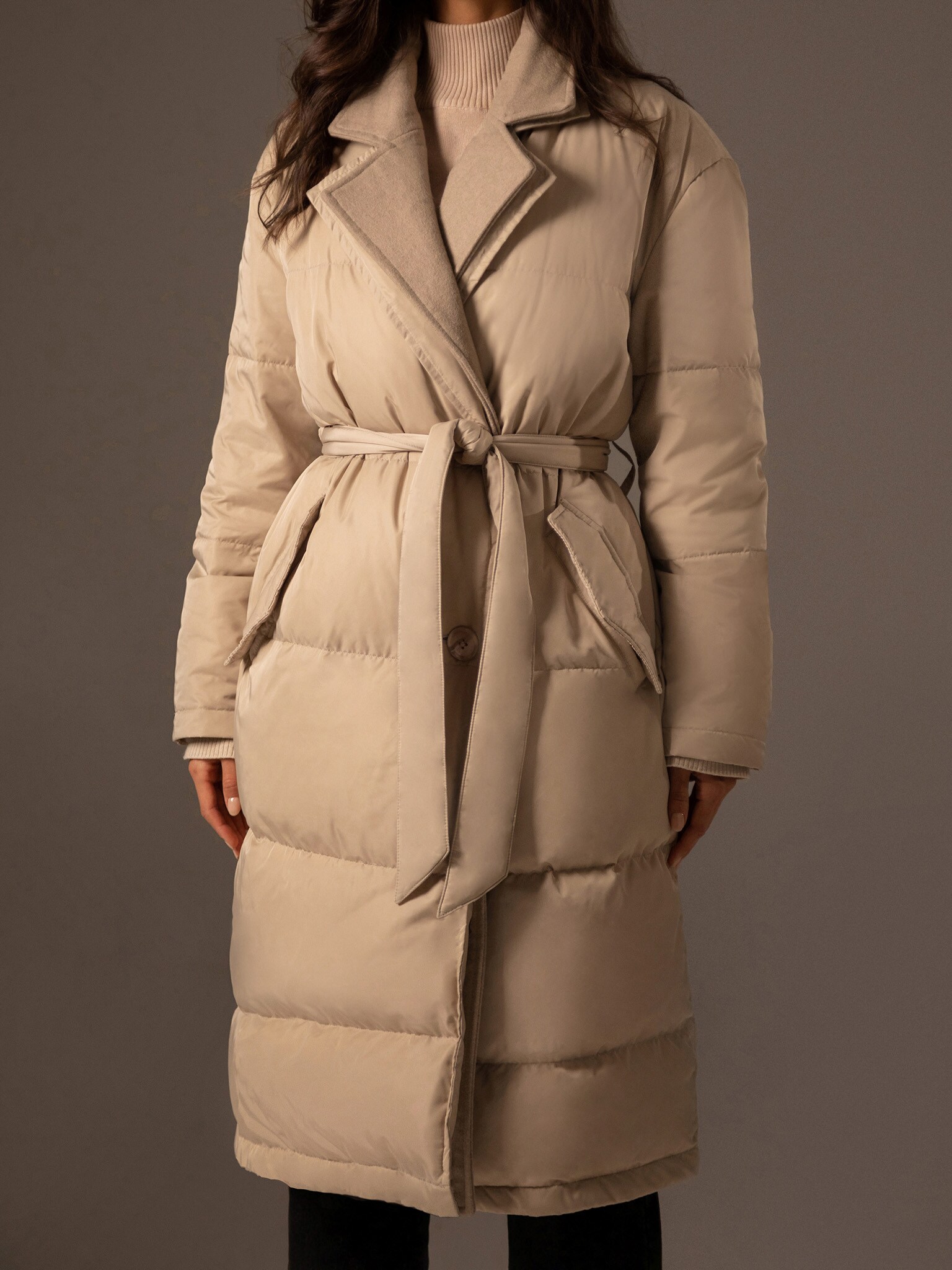 LICHI Online fashion store Double lapel quilted down coat