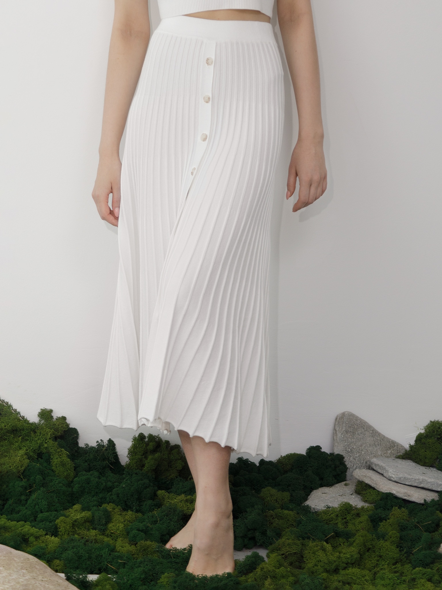 White midi skirt pleated Clearance