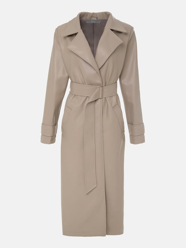 Matte vegan-leather trench coat :: LICHI - Online fashion store