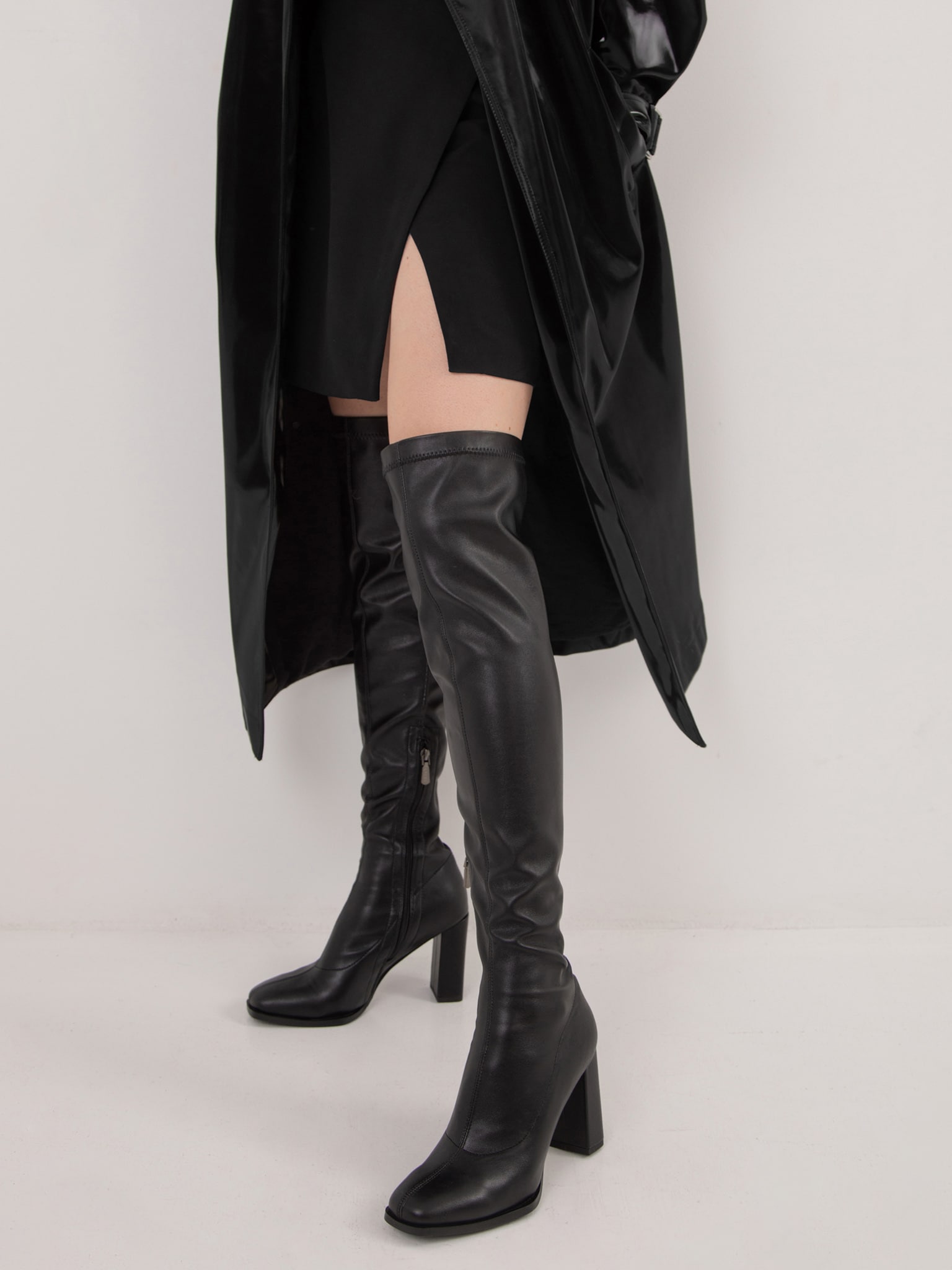 Over-the-knee vegan-leather boots