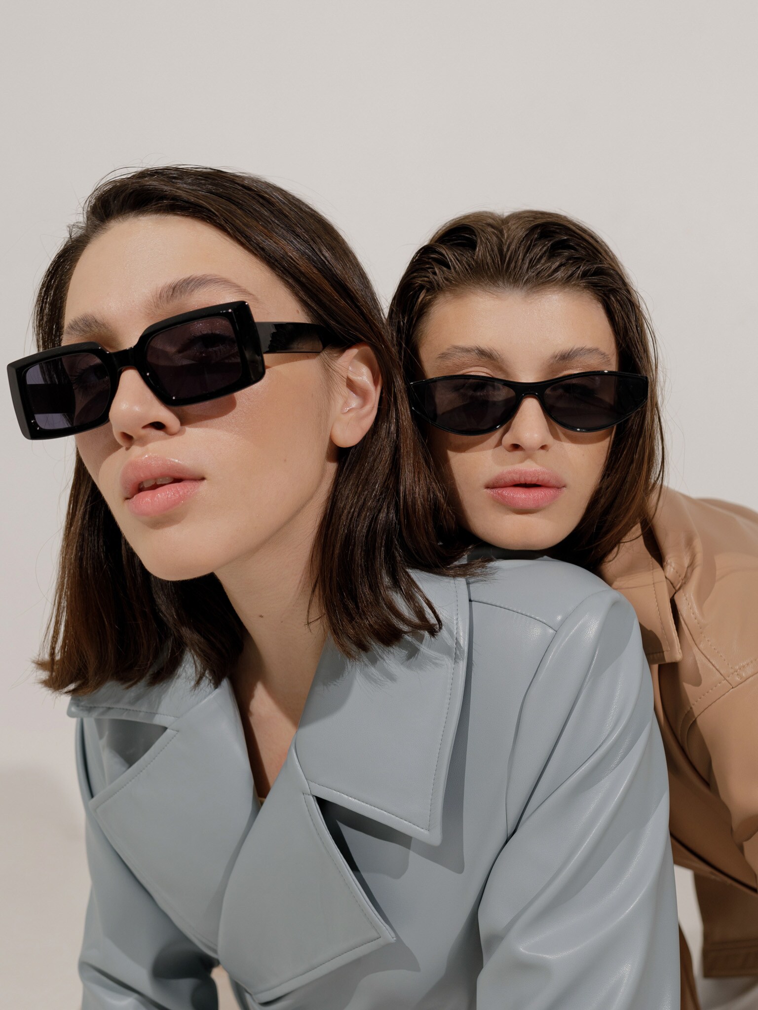 Narrow rectangular-frame sunglasses
