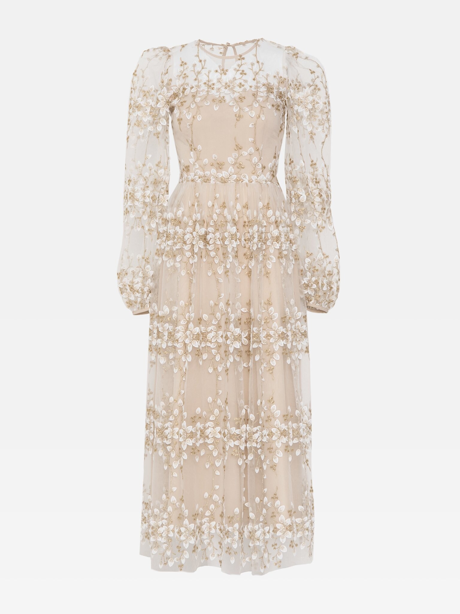 Embroidered puffy midi dress :: LICHI - Online fashion store