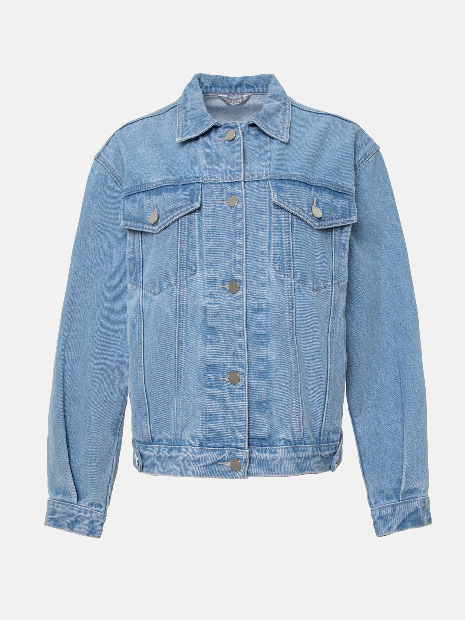 Denim jacket with rhinestone fringe :: LICHI - Online fashion store