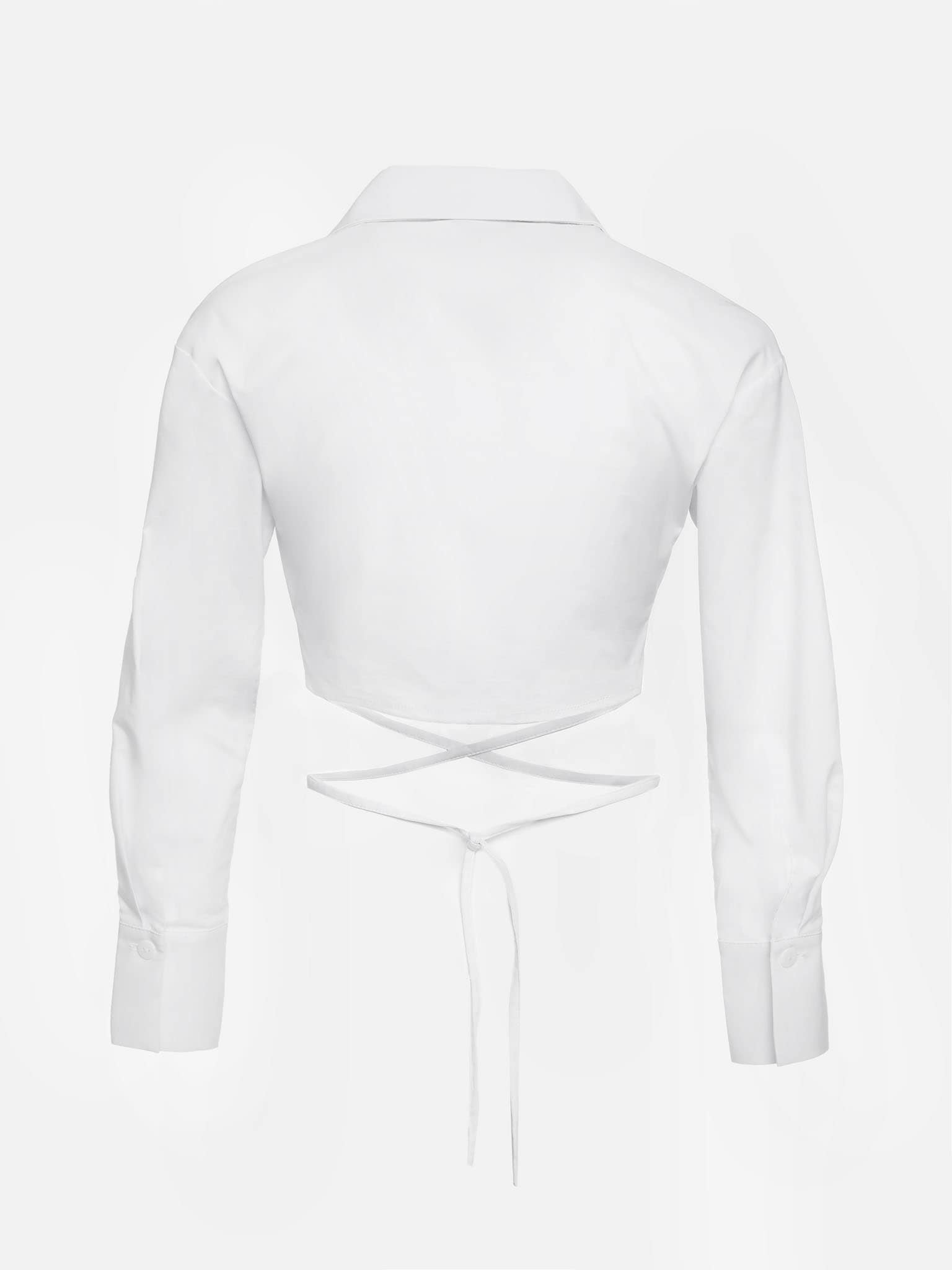 Укороченная блузка с тонкими завязками