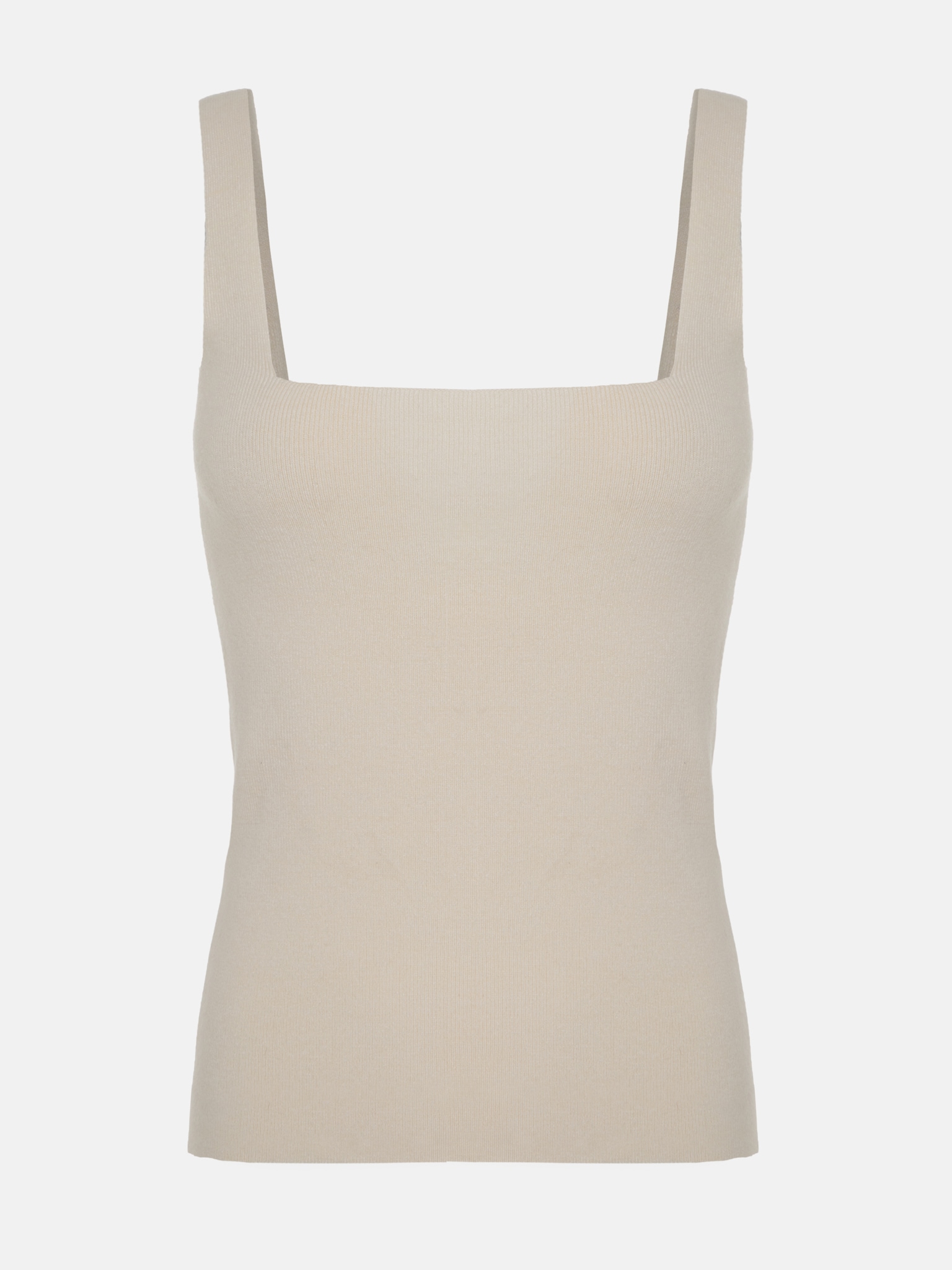 Square-neck ribbed-knit tank top