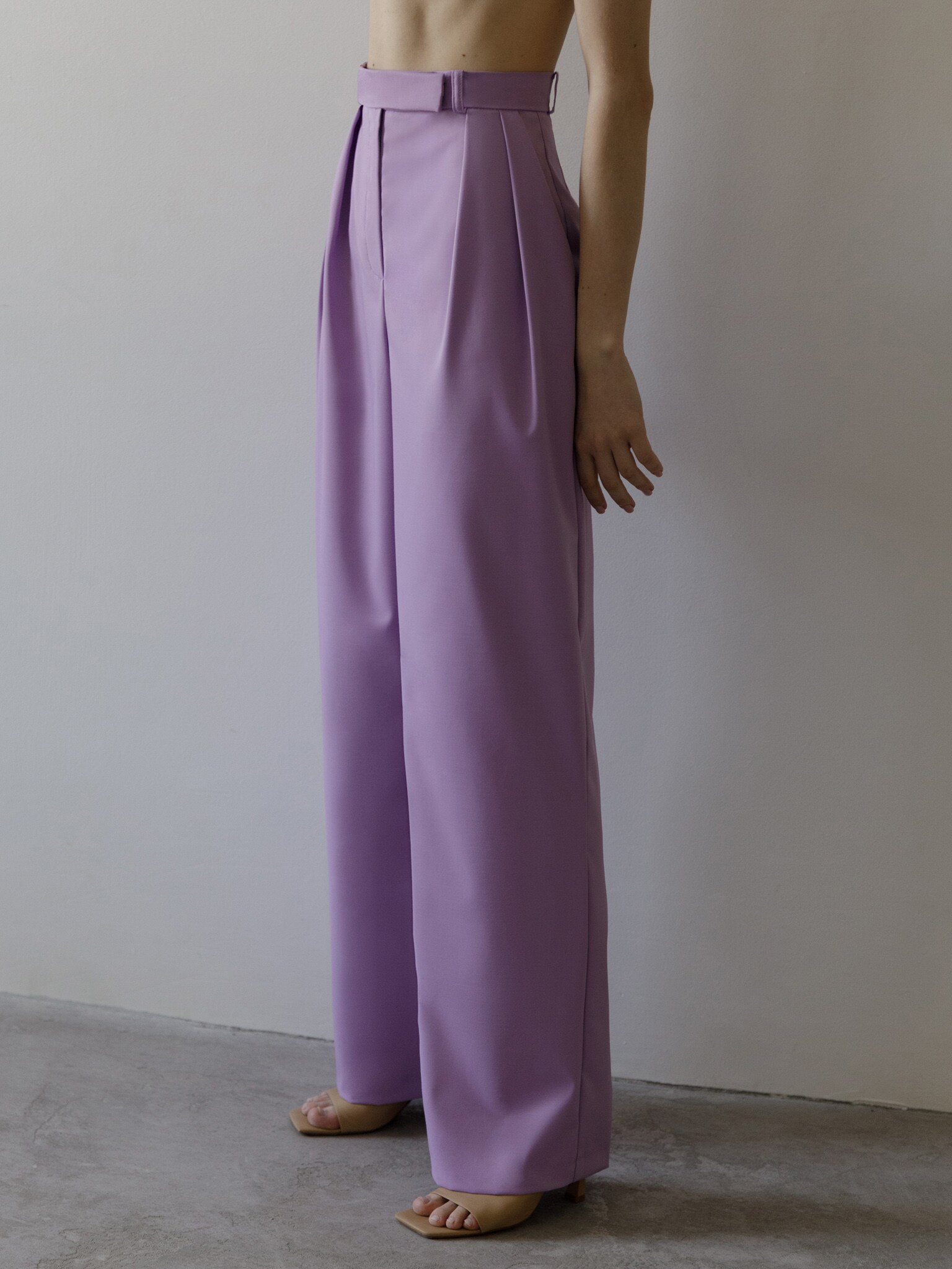 lilac straight leg trousers