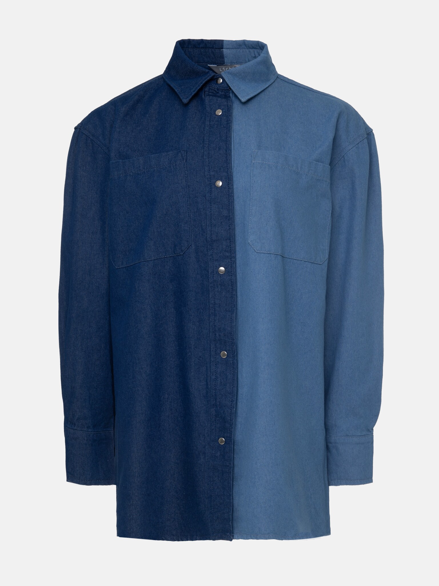 Two-tone denim overshirt :: LICHI - Online fashion store