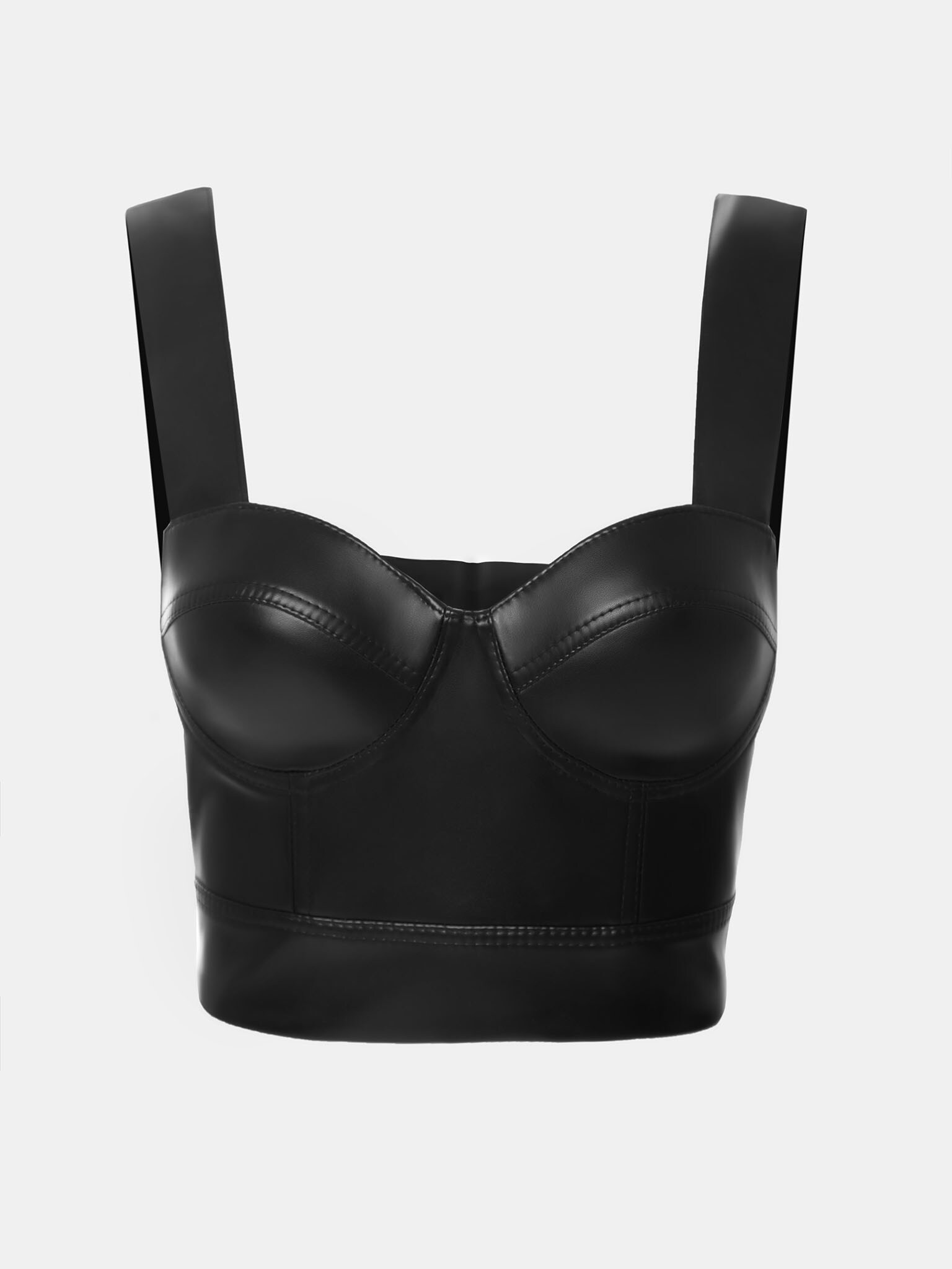 Cropped vegan-leather bustier top :: LICHI - Online fashion store