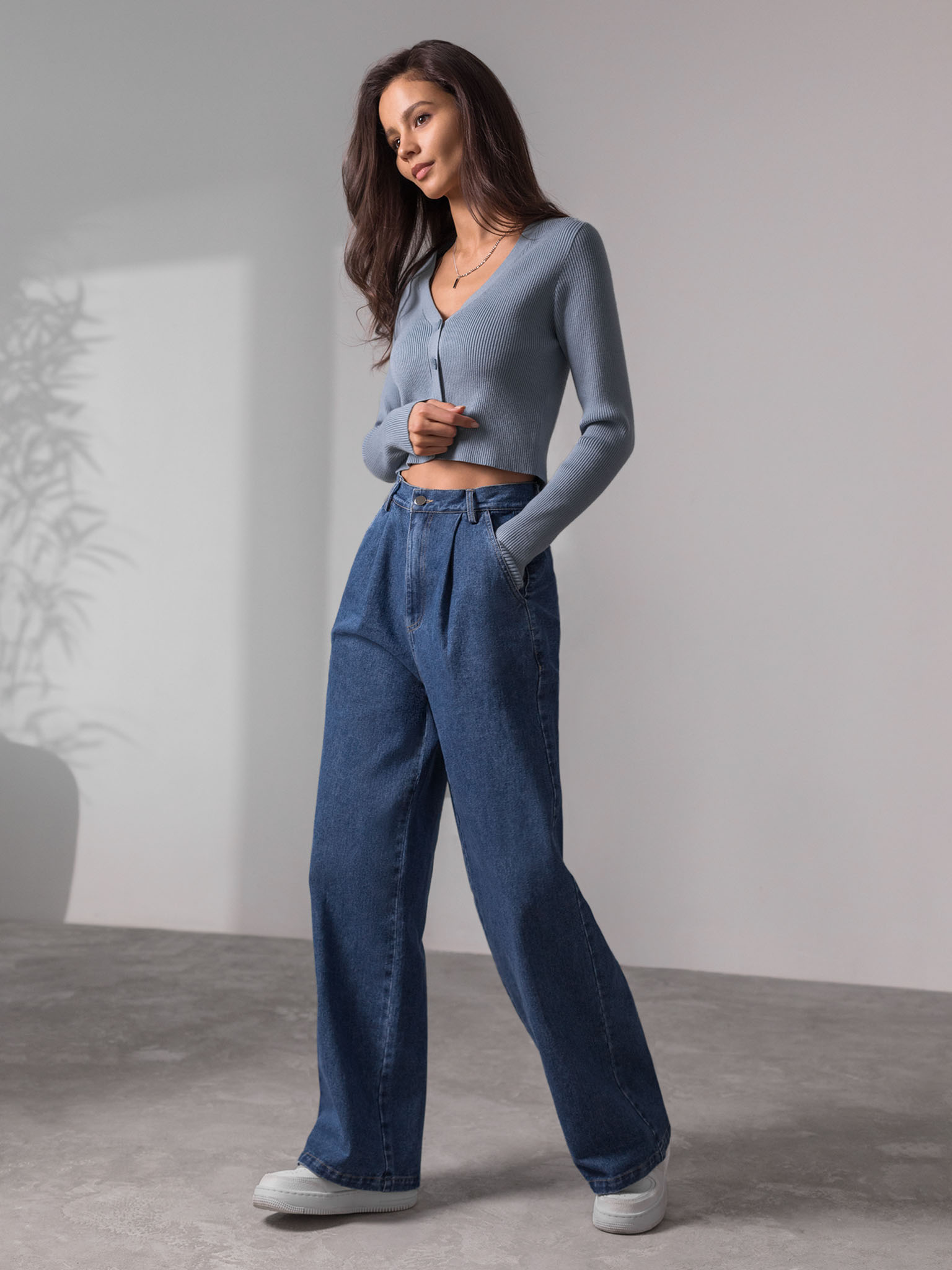 Cropped ribbed-knit cardigan