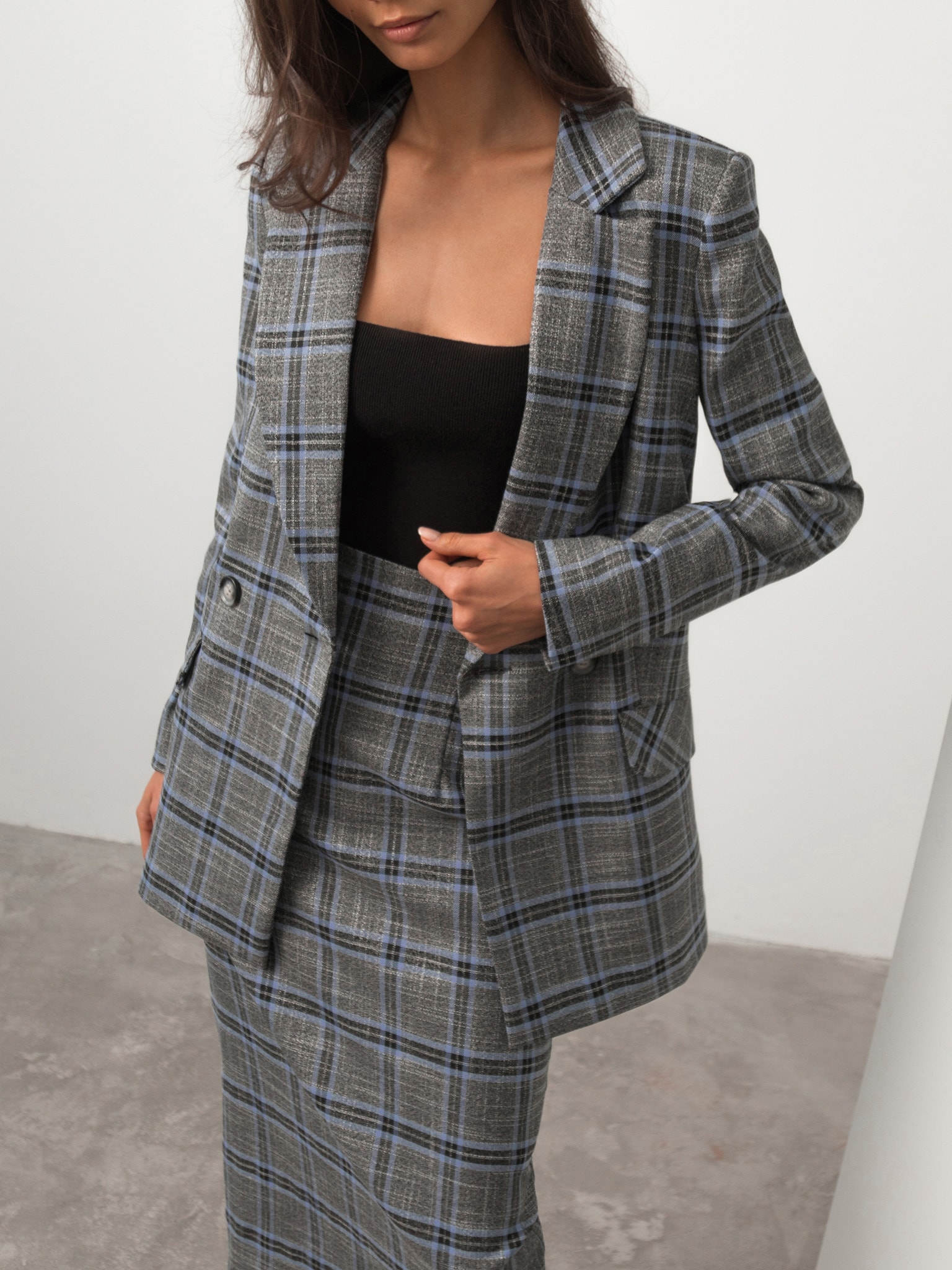 Double-breasted cotton-blend blazer