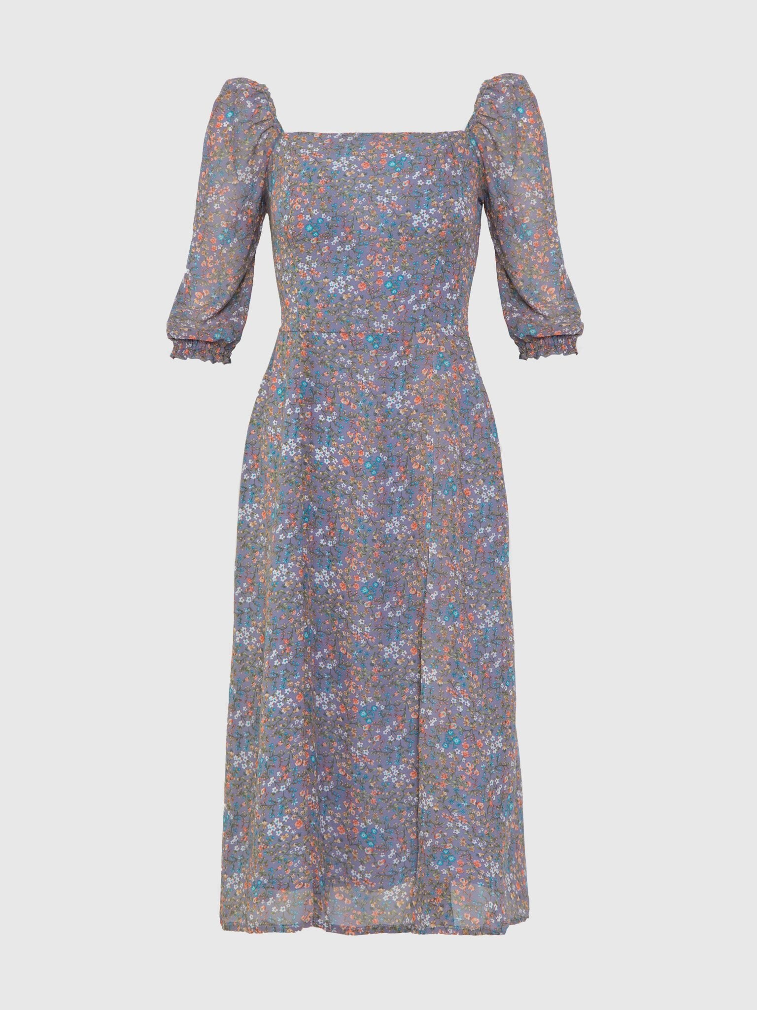 Slit-detailed light midi dress :: LICHI - Online fashion store