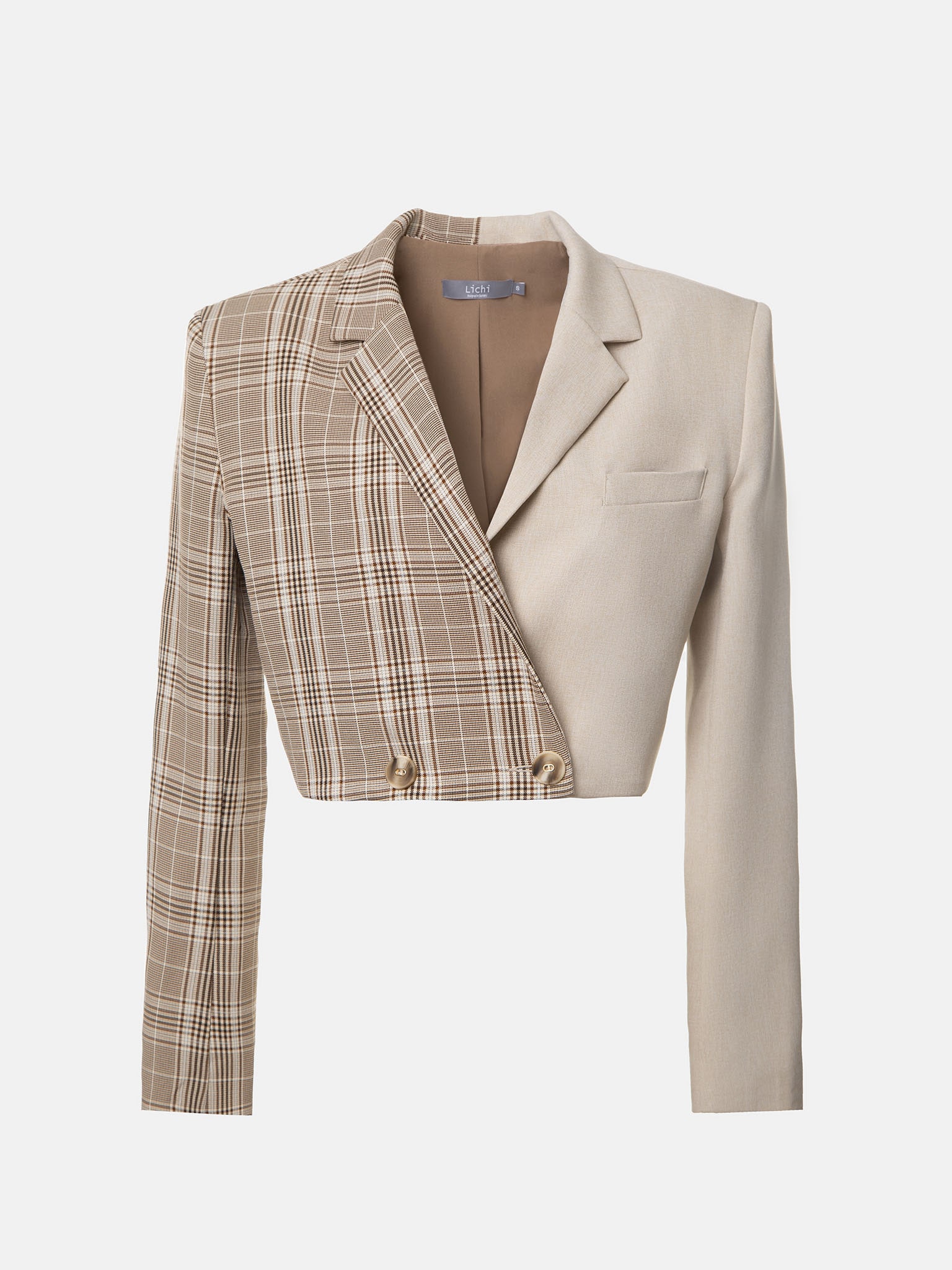 LICHI - Online fashion store :: Two-tone cropped double-breasted blazer