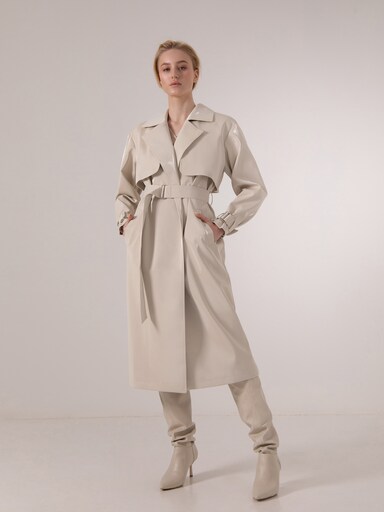 Belted vinyl trench coat :: LICHI - Online fashion store