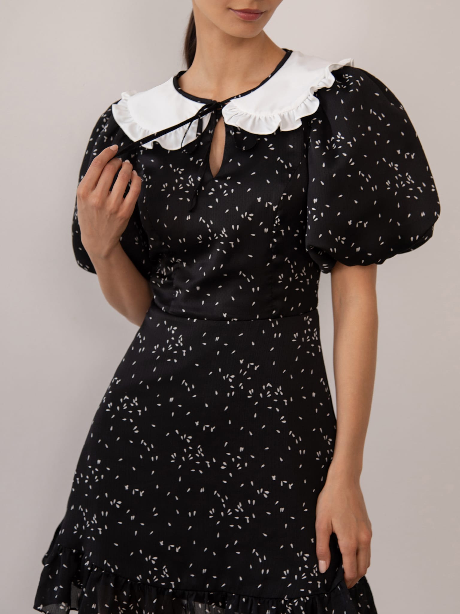 Ruffled-collar mini dress