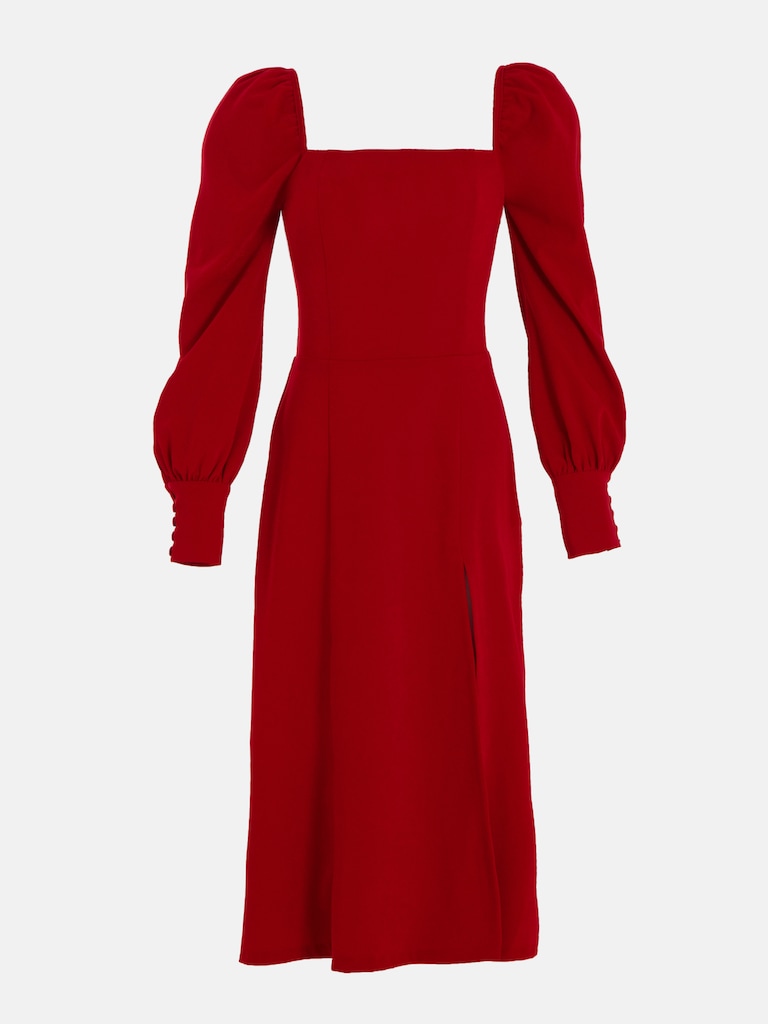 LICHI - Online fashion store :: Square-neckline split-hem midi dress