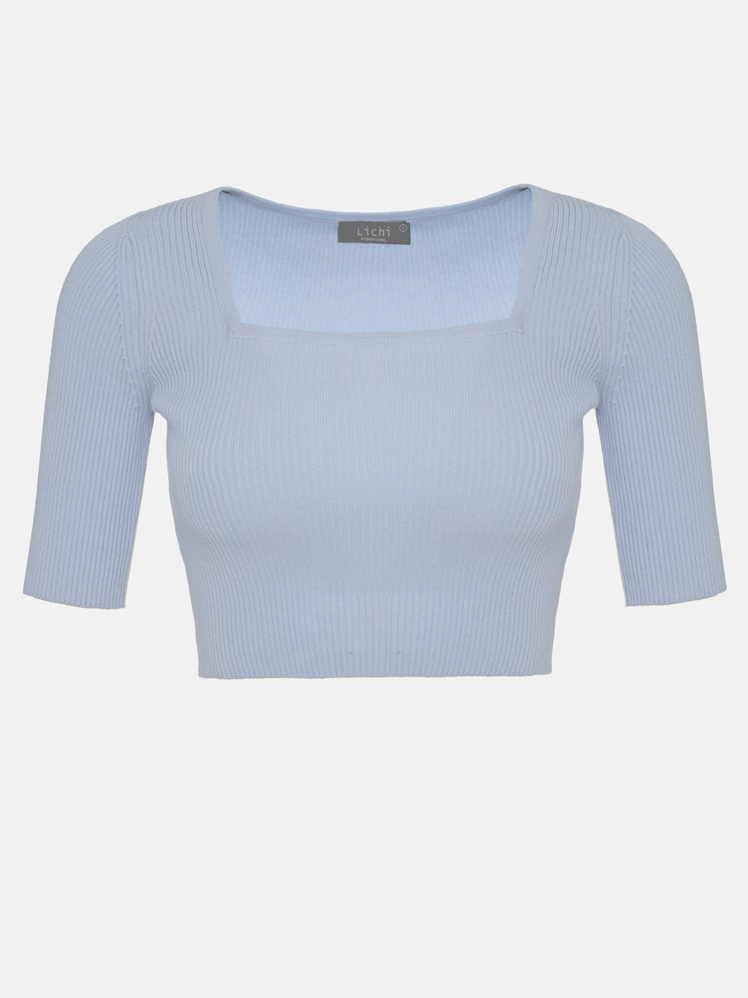 LICHI - Online fashion store :: Short-sleeve ribbed-knit crop top