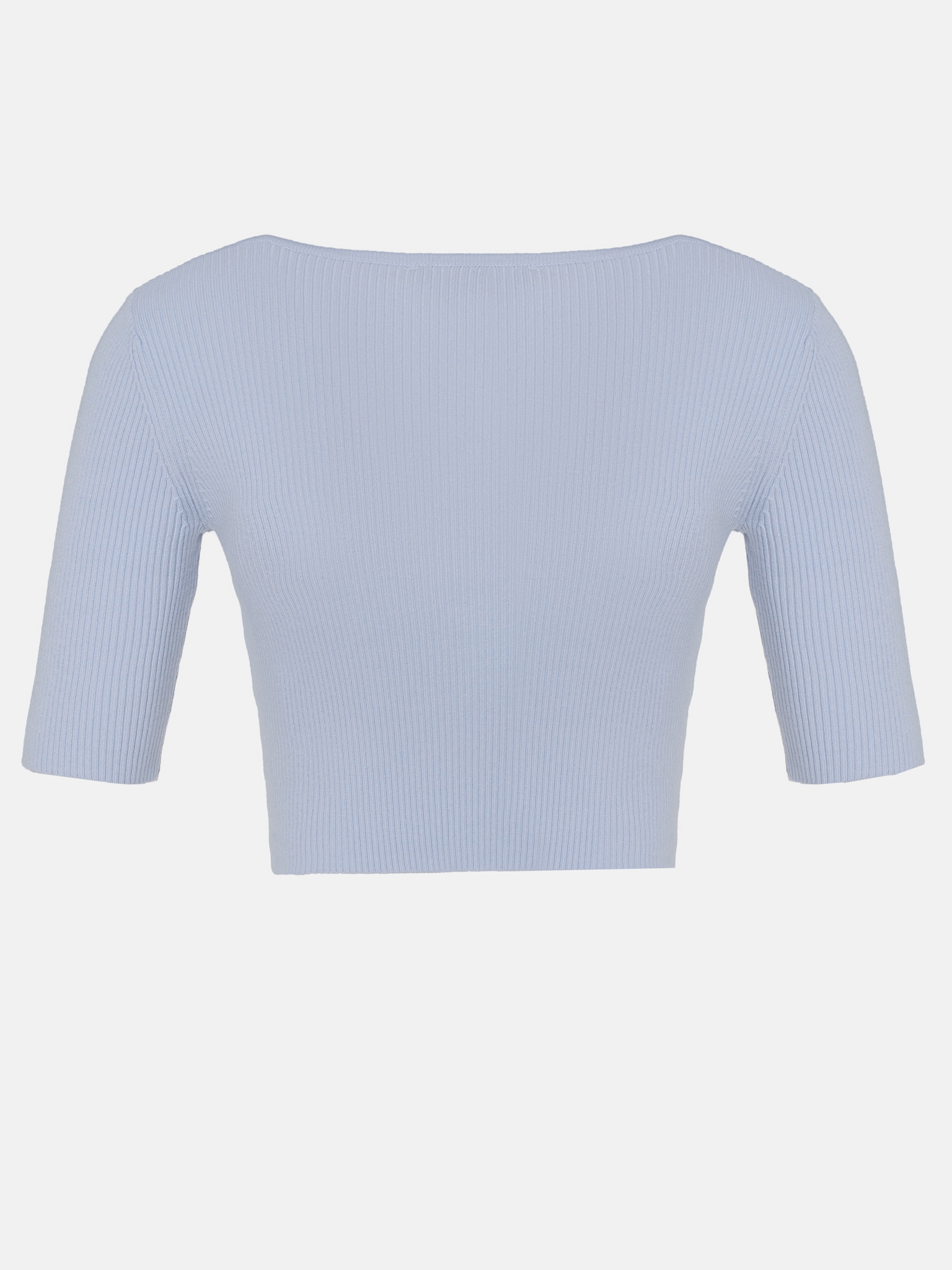 Short-sleeve ribbed-knit crop top