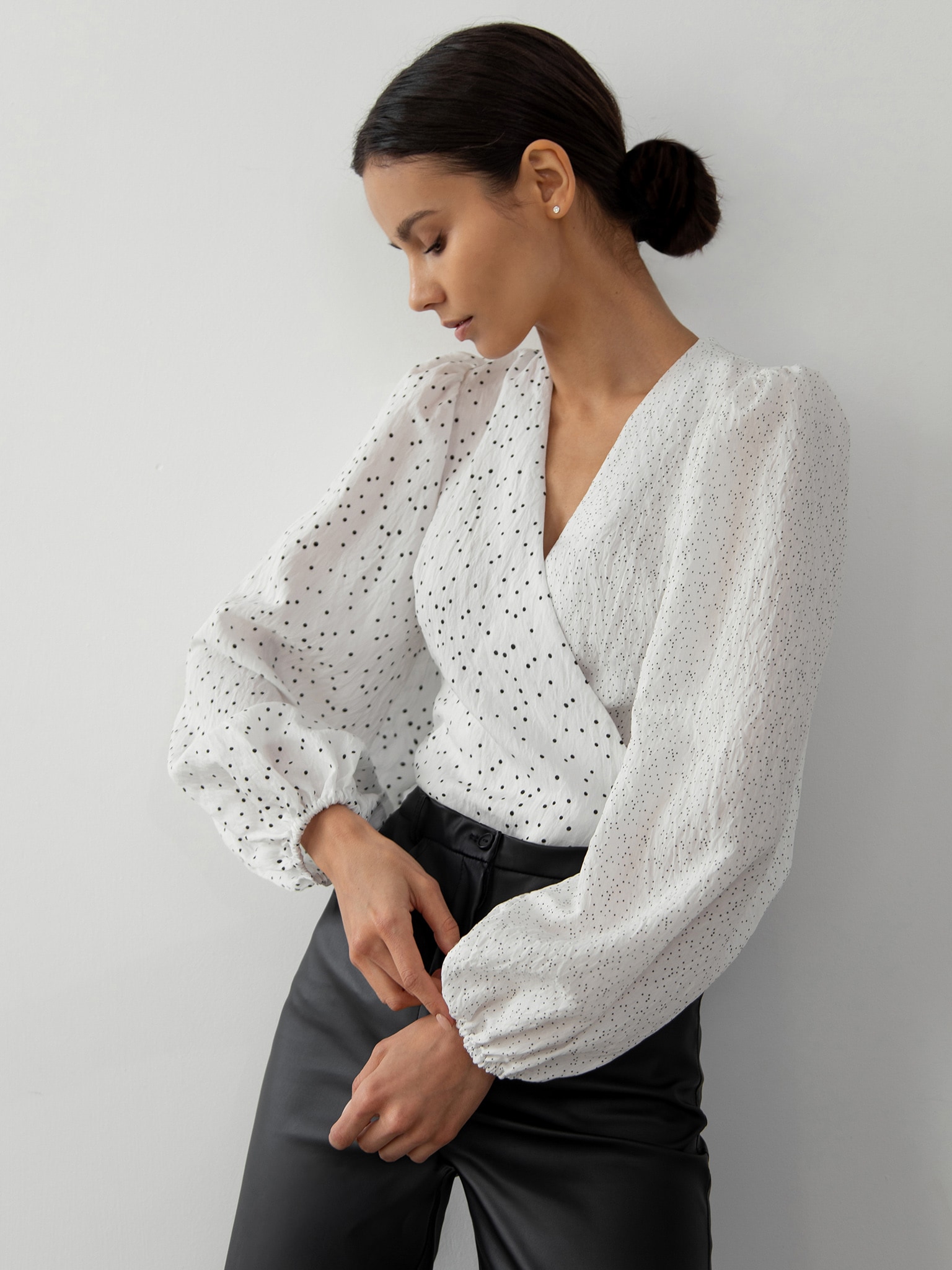 Combined wrap blouse