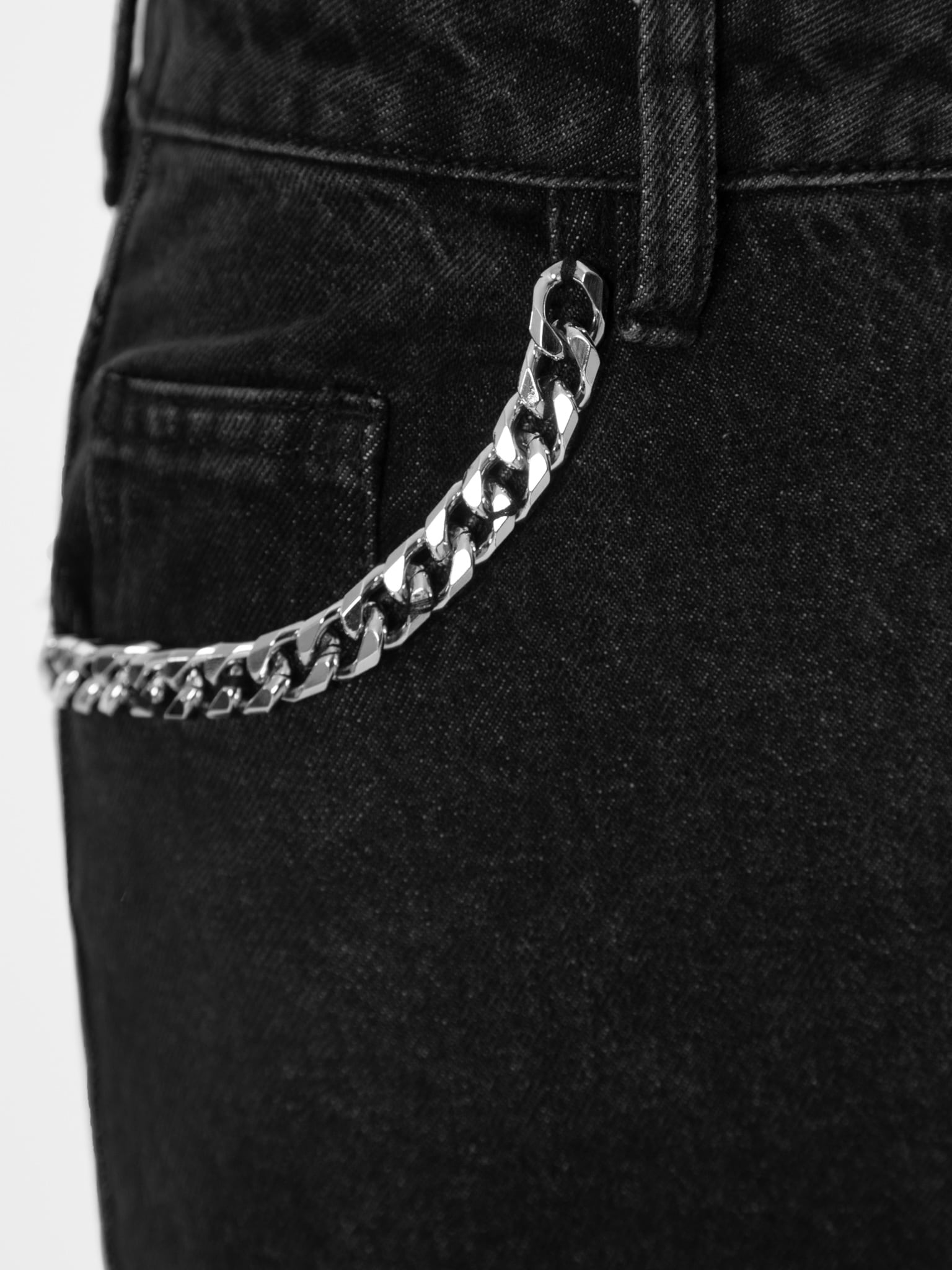 Chain-detailed straight-leg jeans