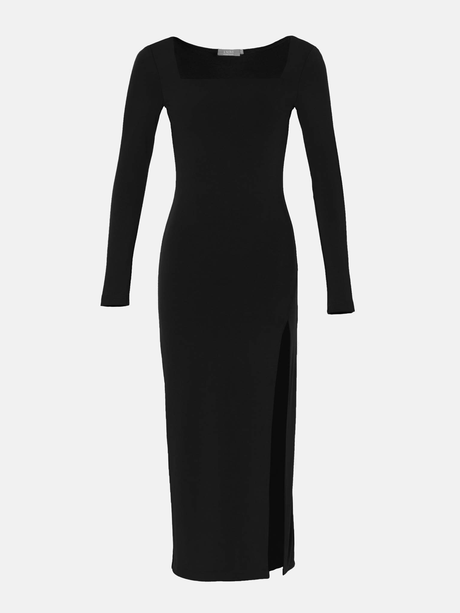 LICHI - Online fashion store :: Thigh-slit bodycon midi dress