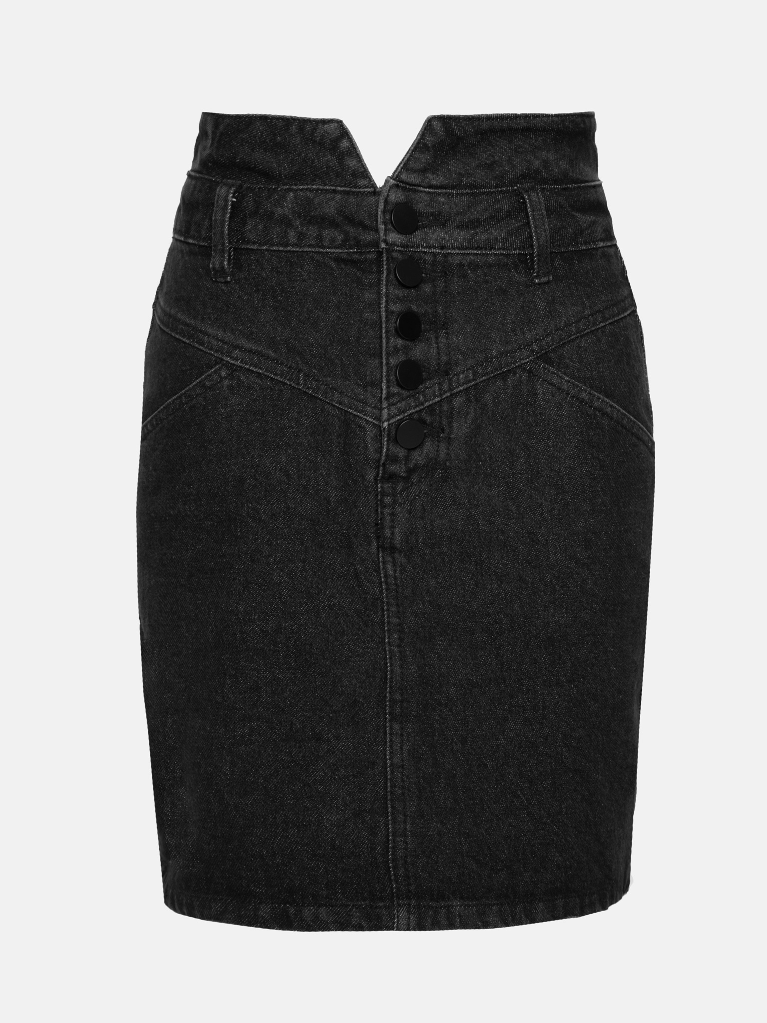 Buttoned denim mini skirt