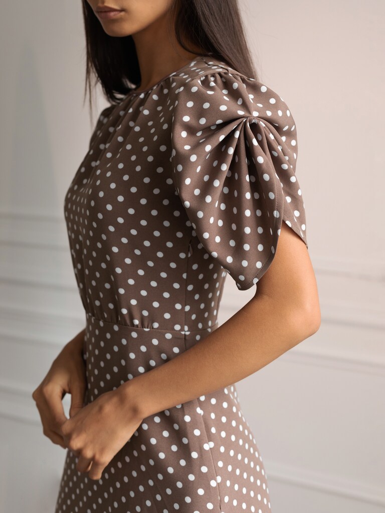 Puff sleeve polka-dot organza blouse :: LICHI - Online fashion store