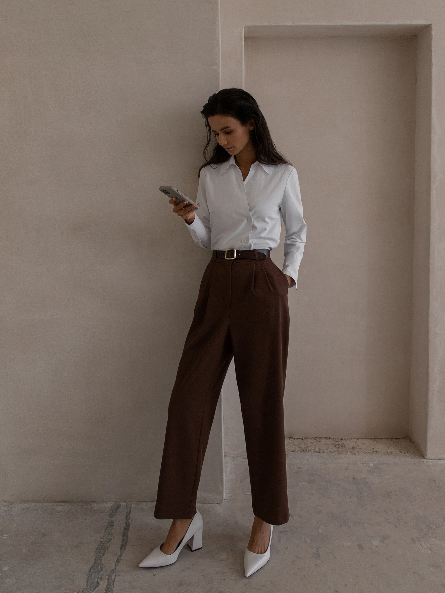 Asymmetric cotton-blend blouse :: LICHI - Online fashion store