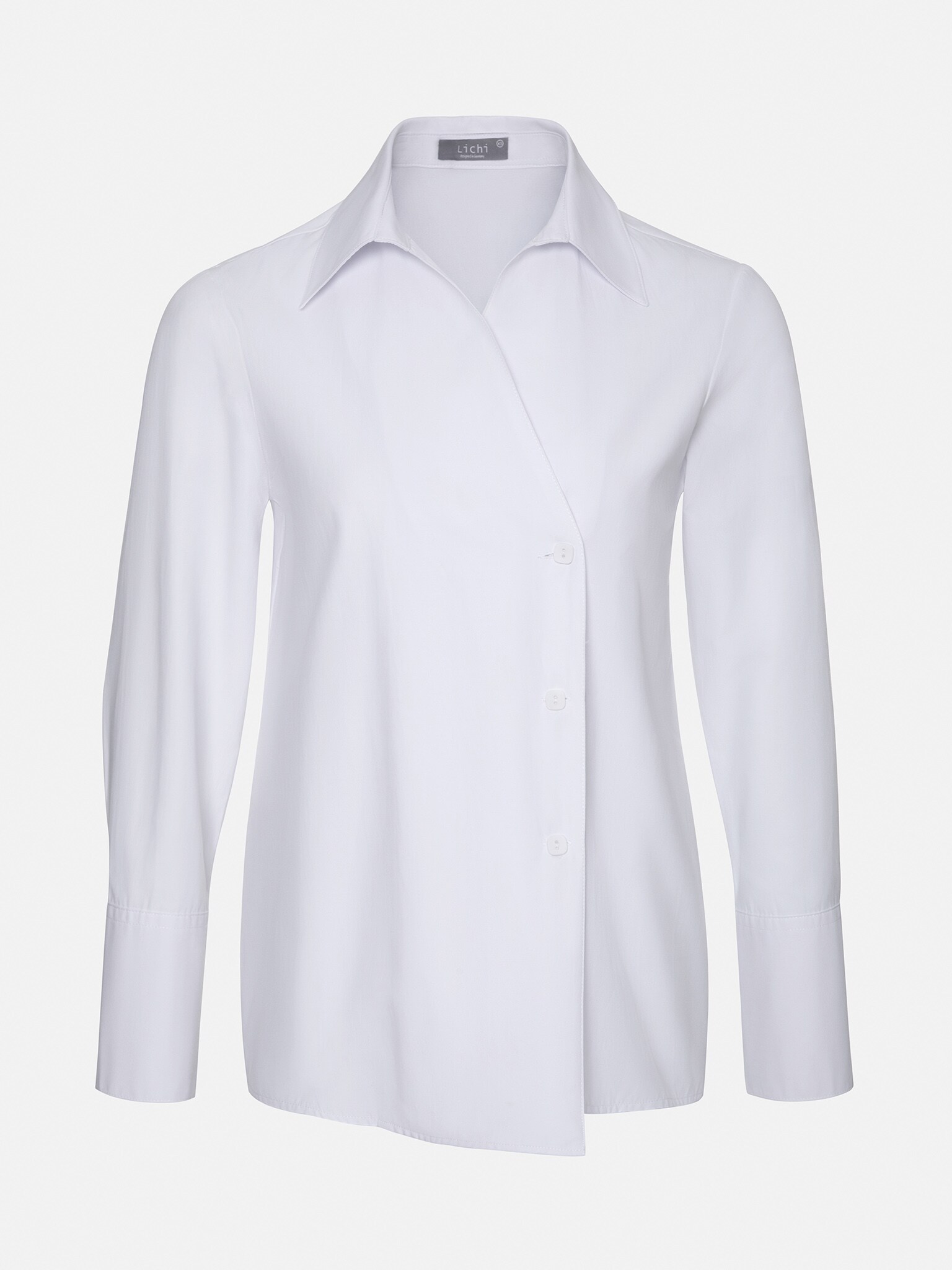 Asymmetric cotton-blend blouse