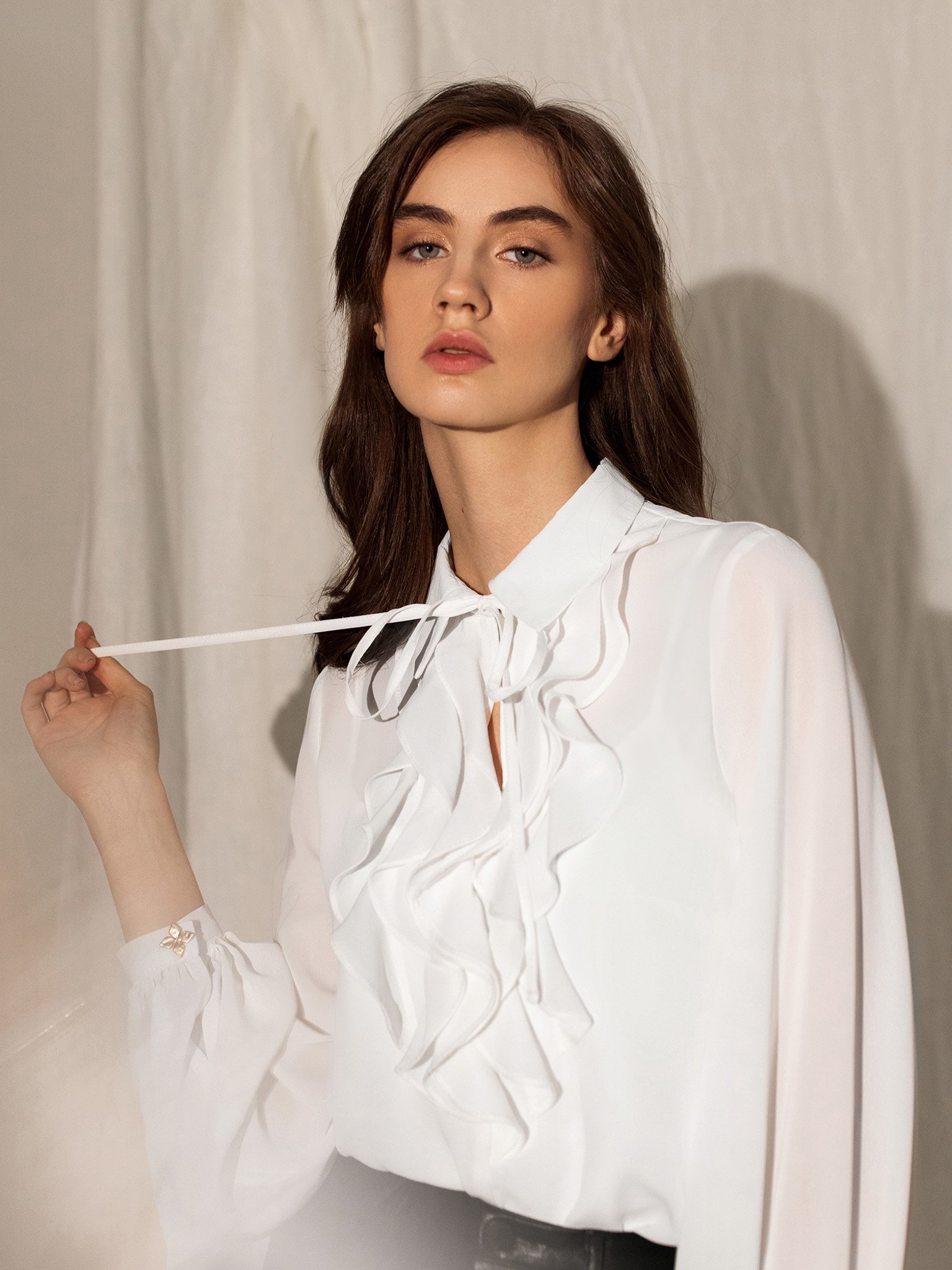 Ruffled chiffon blouse :: LICHI - Online fashion store