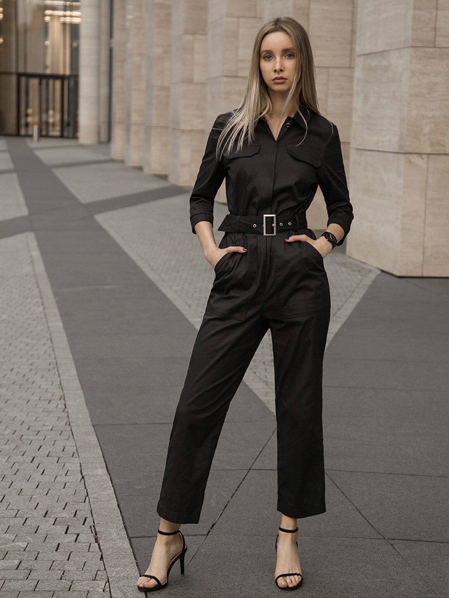 LICHI - Online fashion store :: Fitted jumpsuit with belt