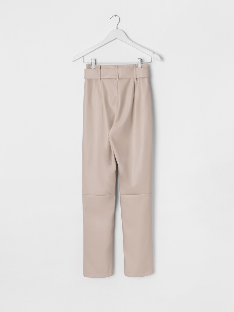 Beige High Rise Carrot Fit Pants with Belt Detail Online Shopping