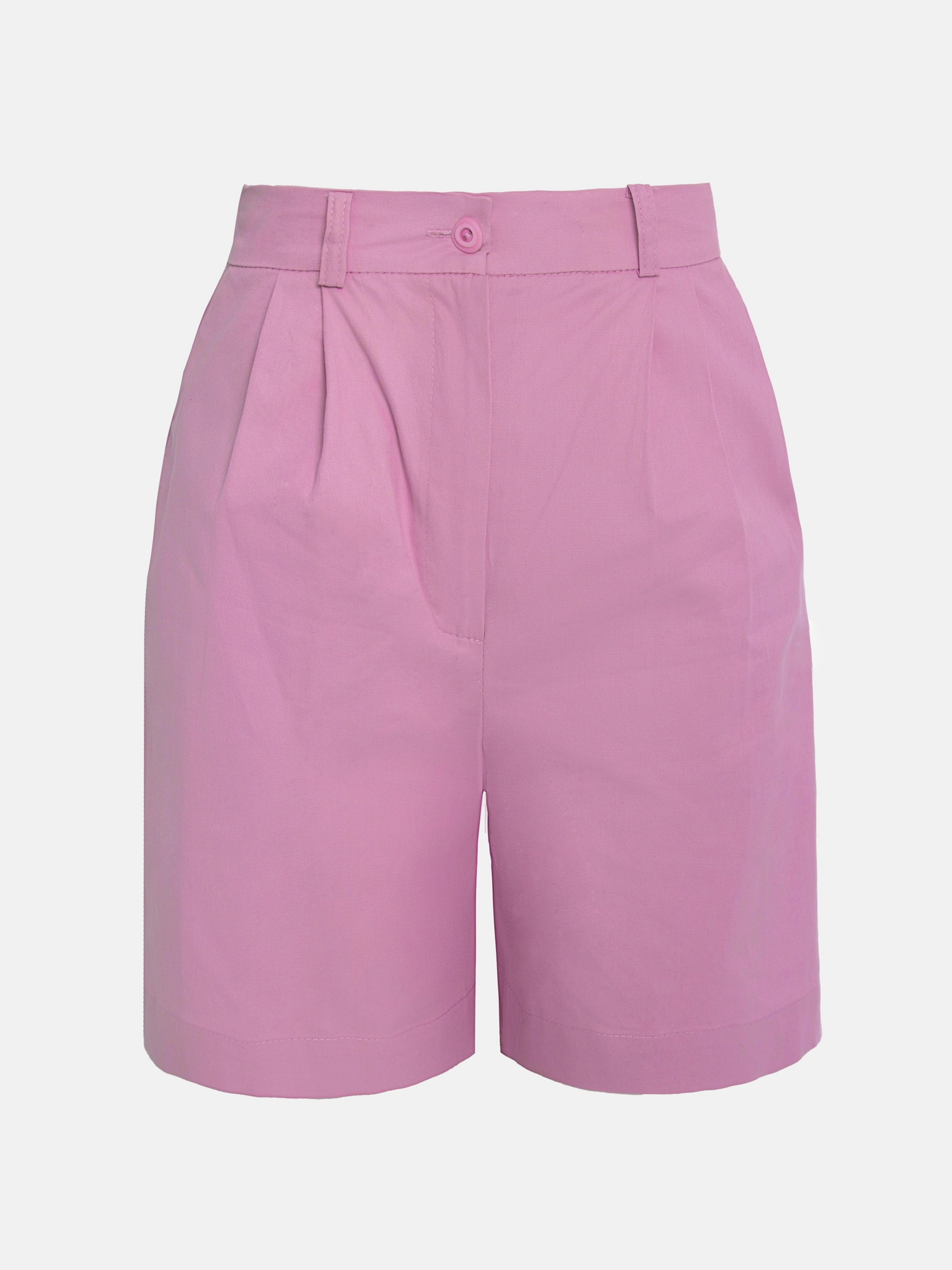 Pleated cotton shorts