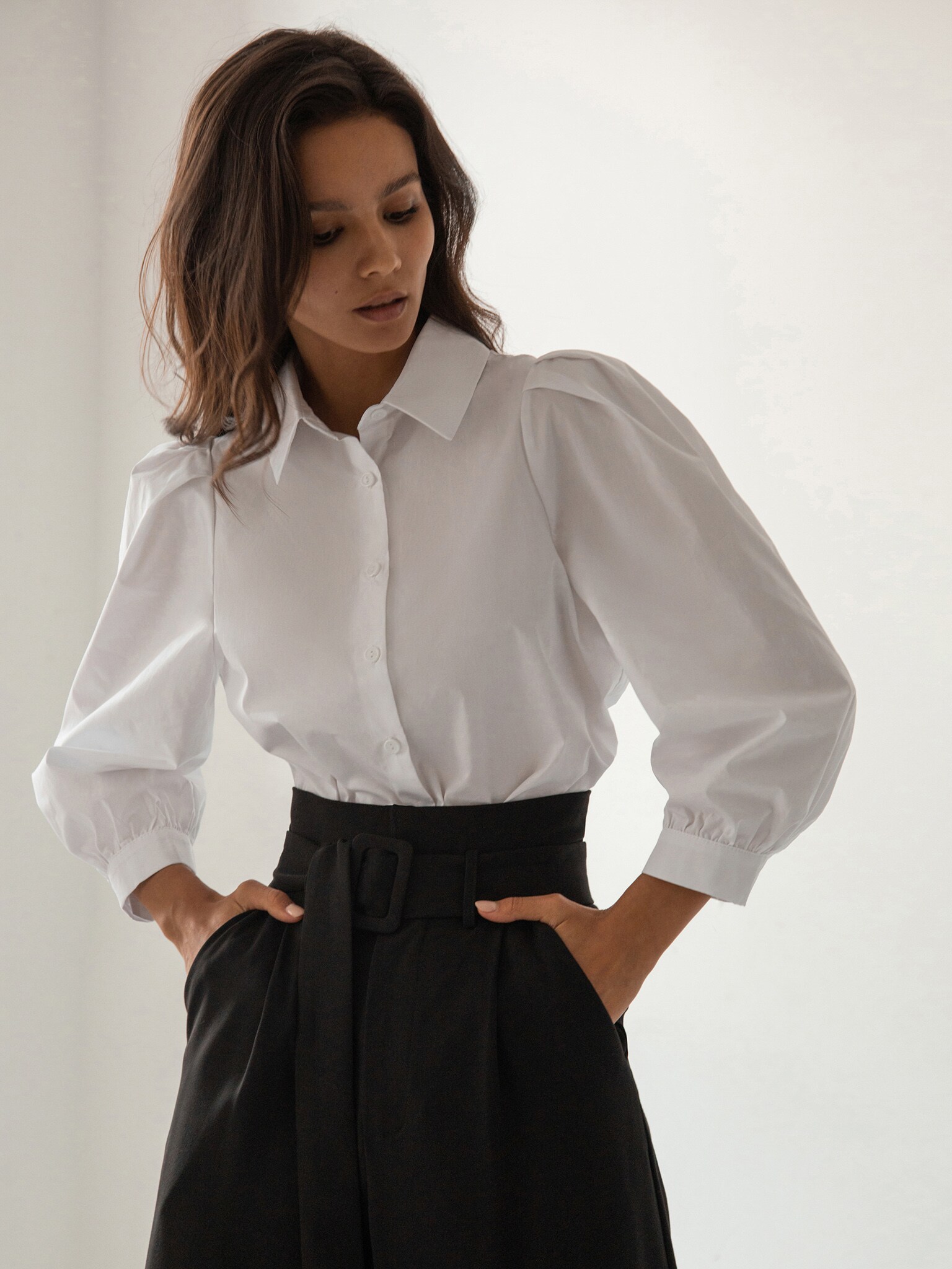 Lichi Online Fashion Store Puff Sleeve Cotton Poplin Shirt Lichi Online Fashion Store Puff Sleeve Cotton Poplin Shirt