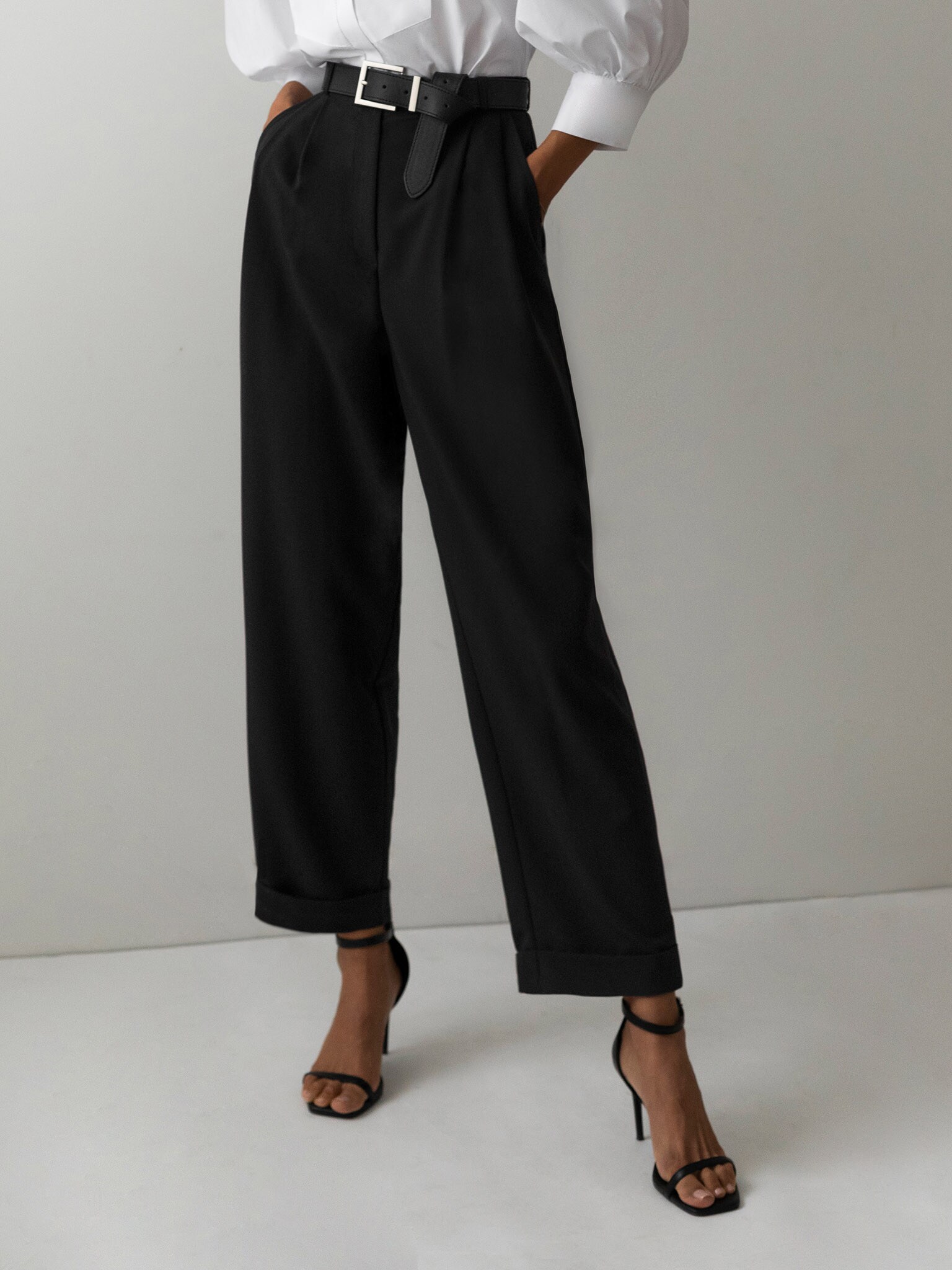 Cuffed wide-leg pants :: LICHI - Online fashion store