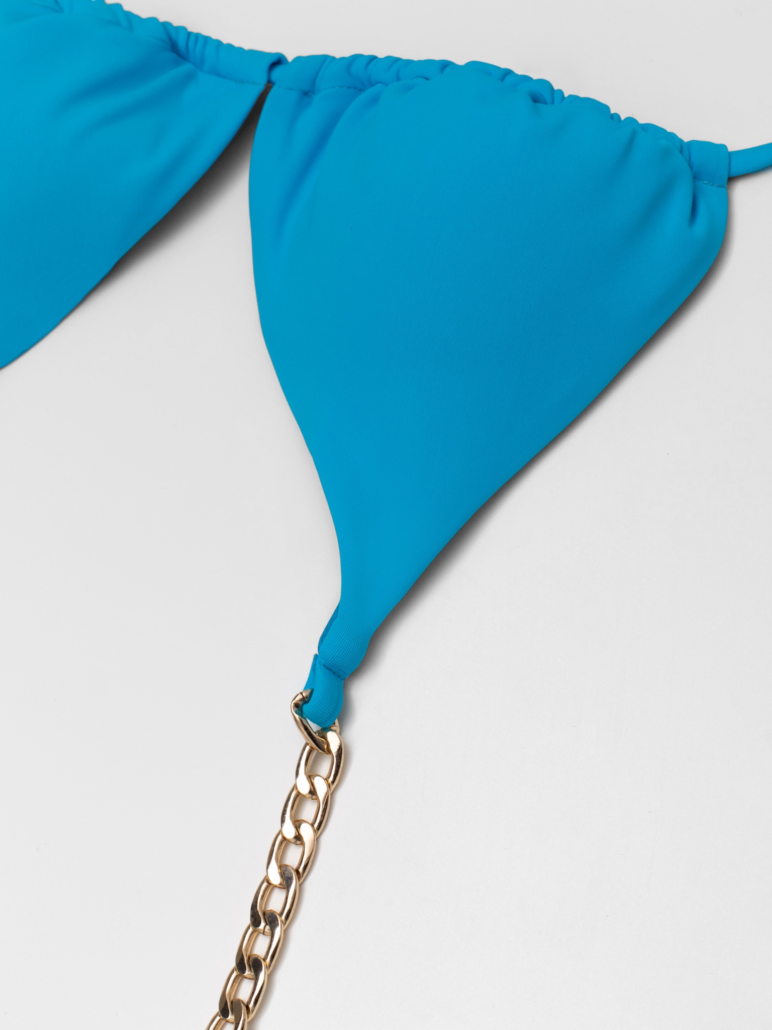 Chain-detailed tie-strap bikini top