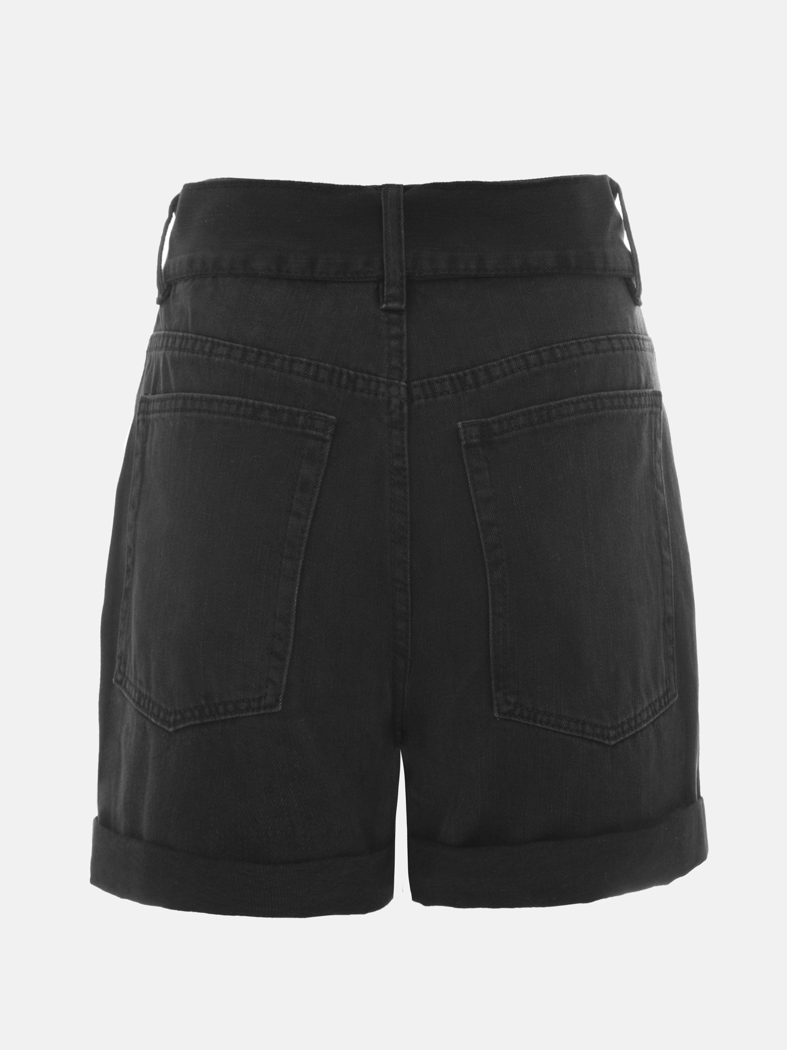 Belted denim shorts