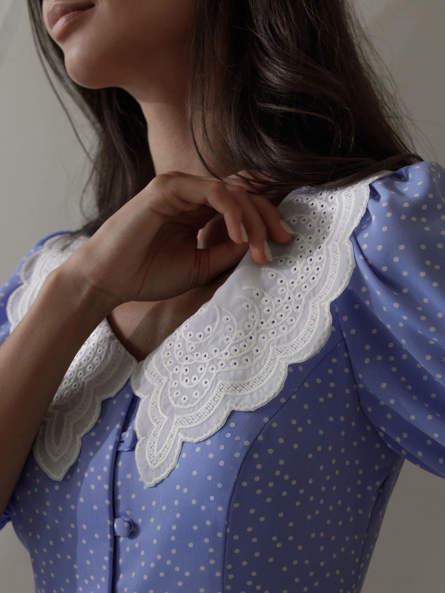 Embroidered-collar mini dress