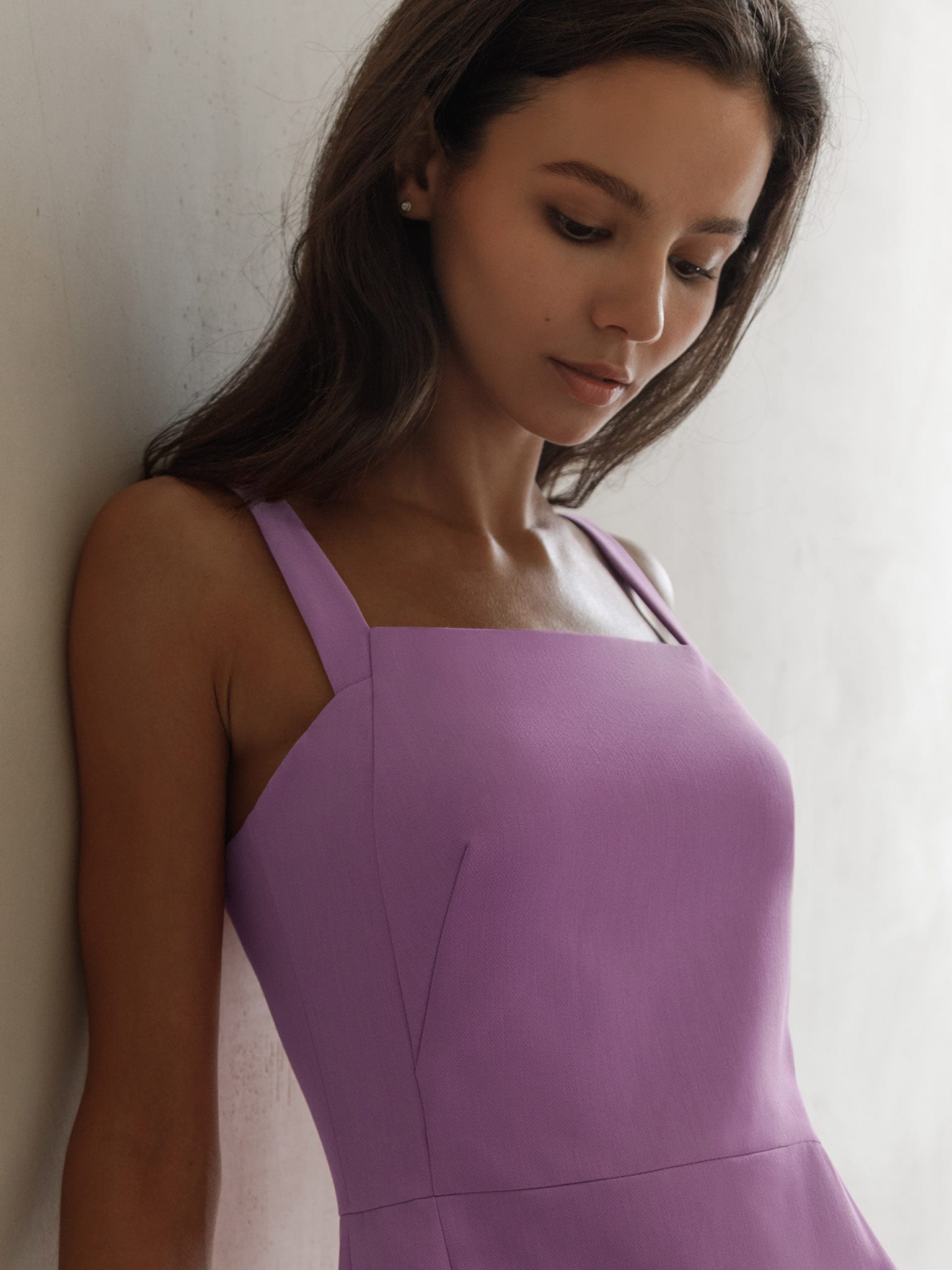 Wide-strap square-neck mini dress :: LICHI - Online fashion store