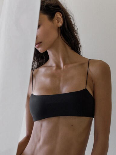 Chain-detailed tie-strap bikini top :: LICHI - Online fashion store