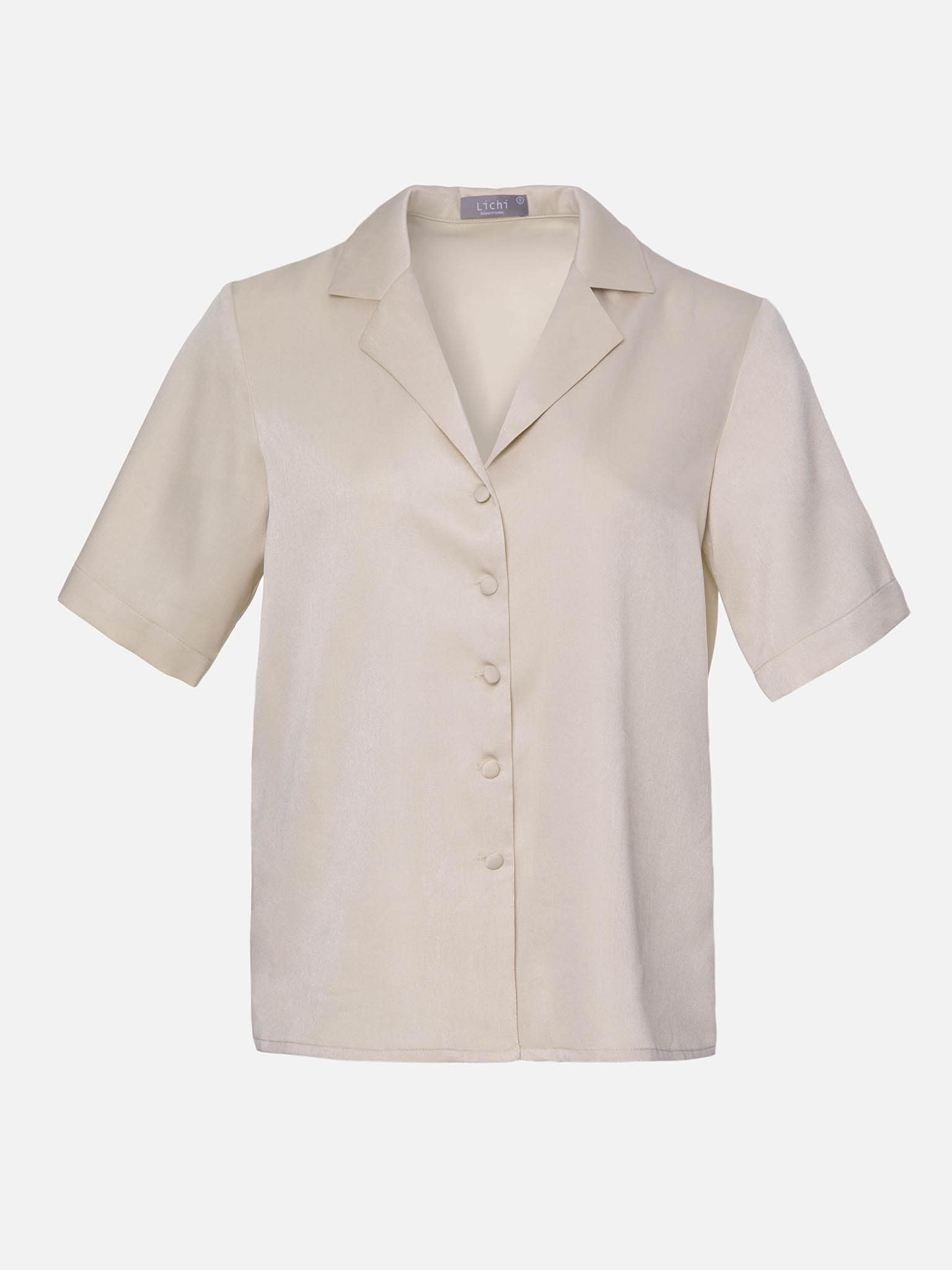 Блуза с короткими рукавами из гладкой ткани